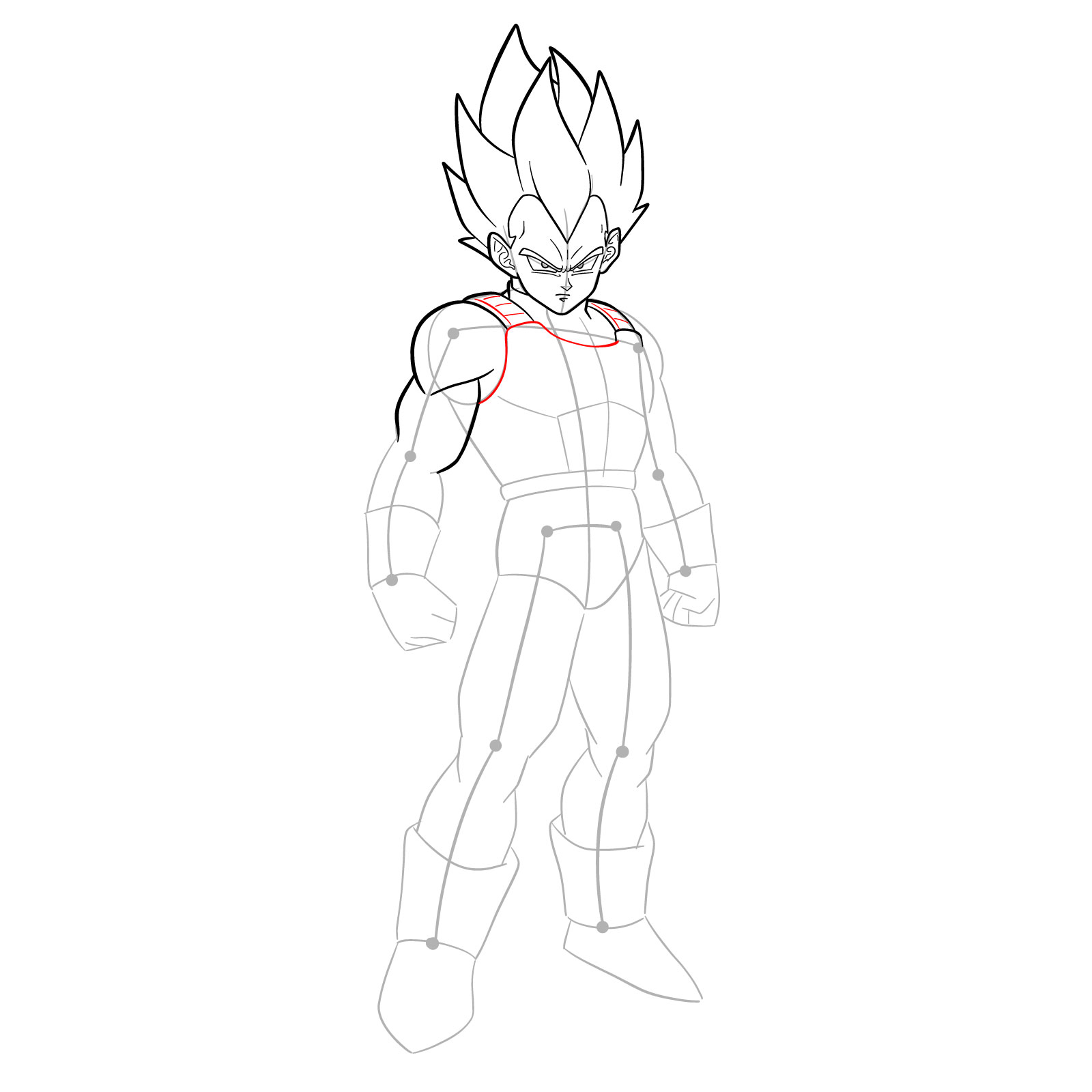 How to draw Vegeta in SSGSS - step 20