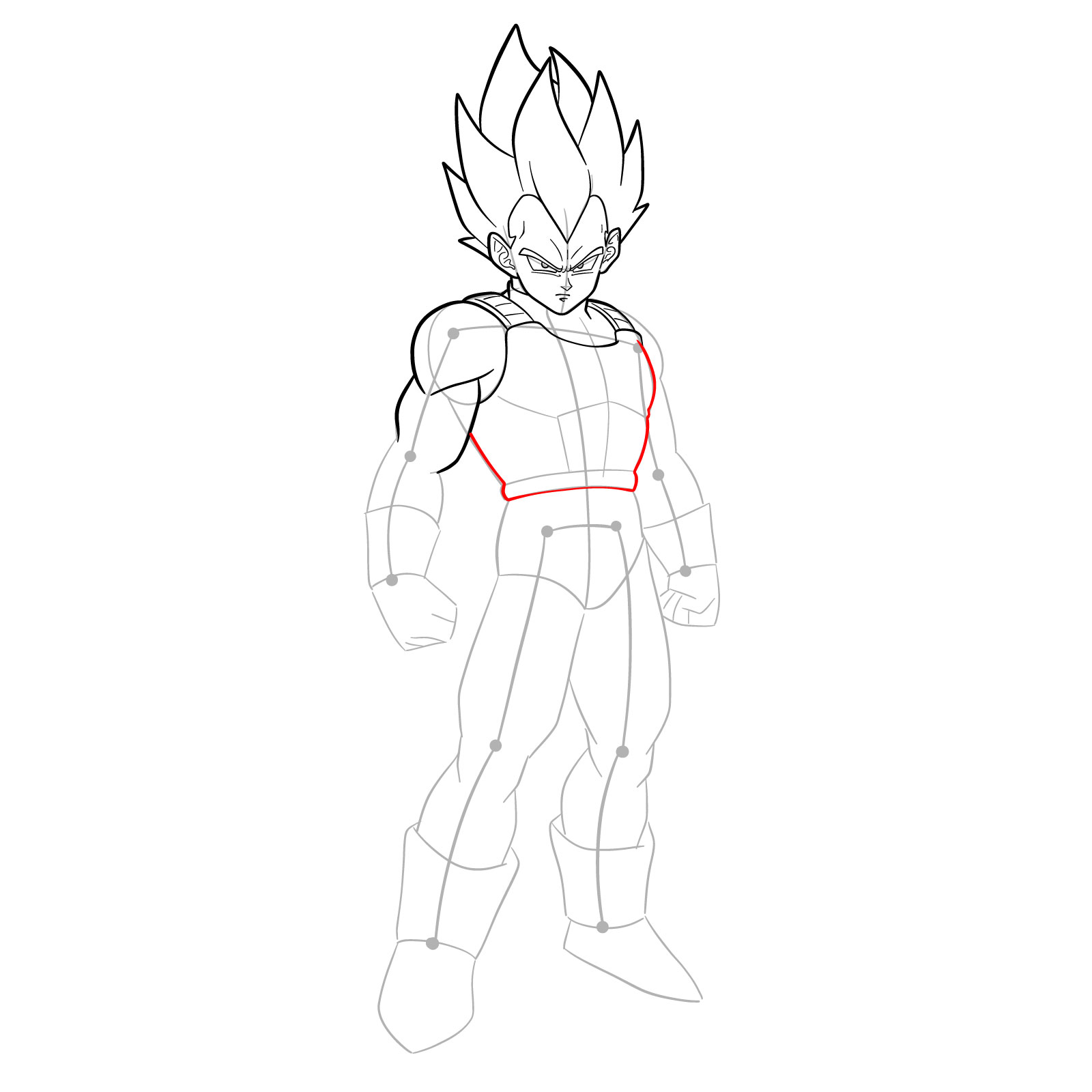 How to draw Vegeta in SSGSS - step 21