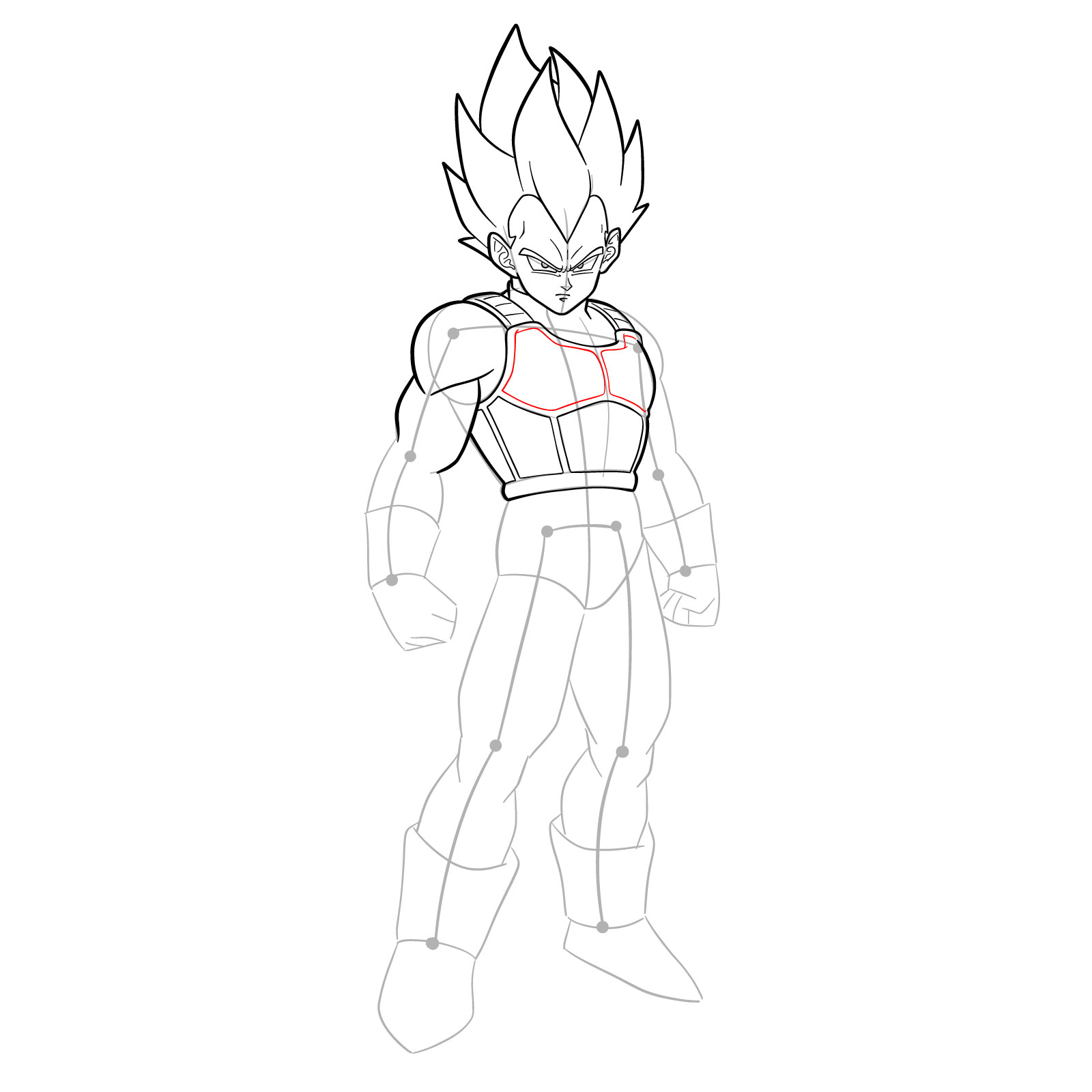 How to draw Vegeta in SSGSS - step 23