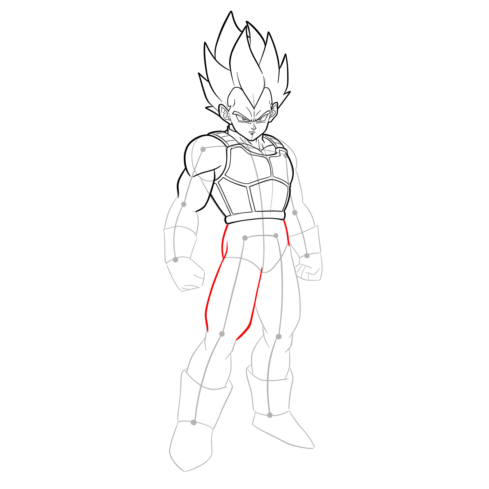 How to draw Vegeta in SSGSS - step 25