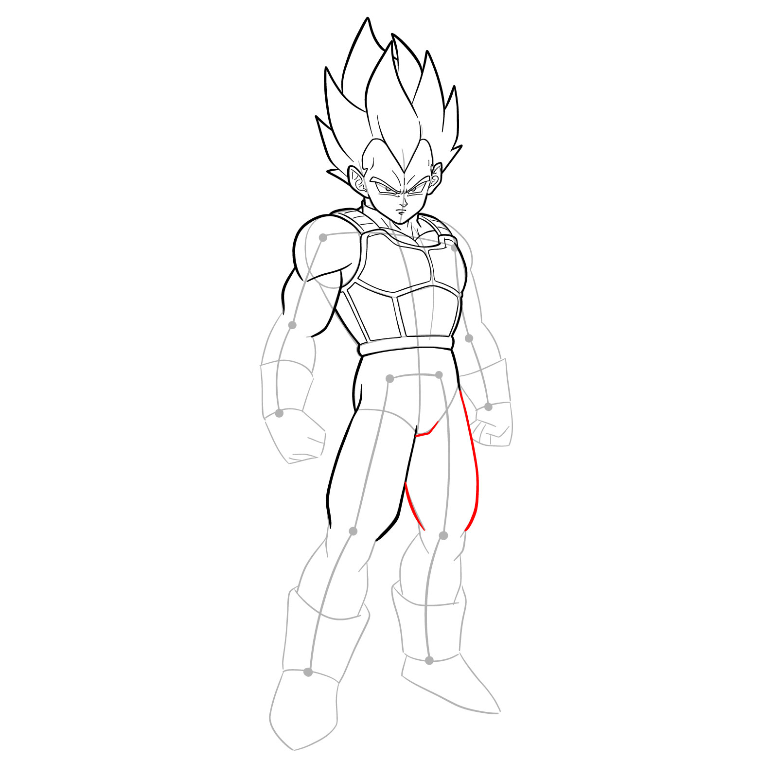 How to draw Vegeta in SSGSS - step 26