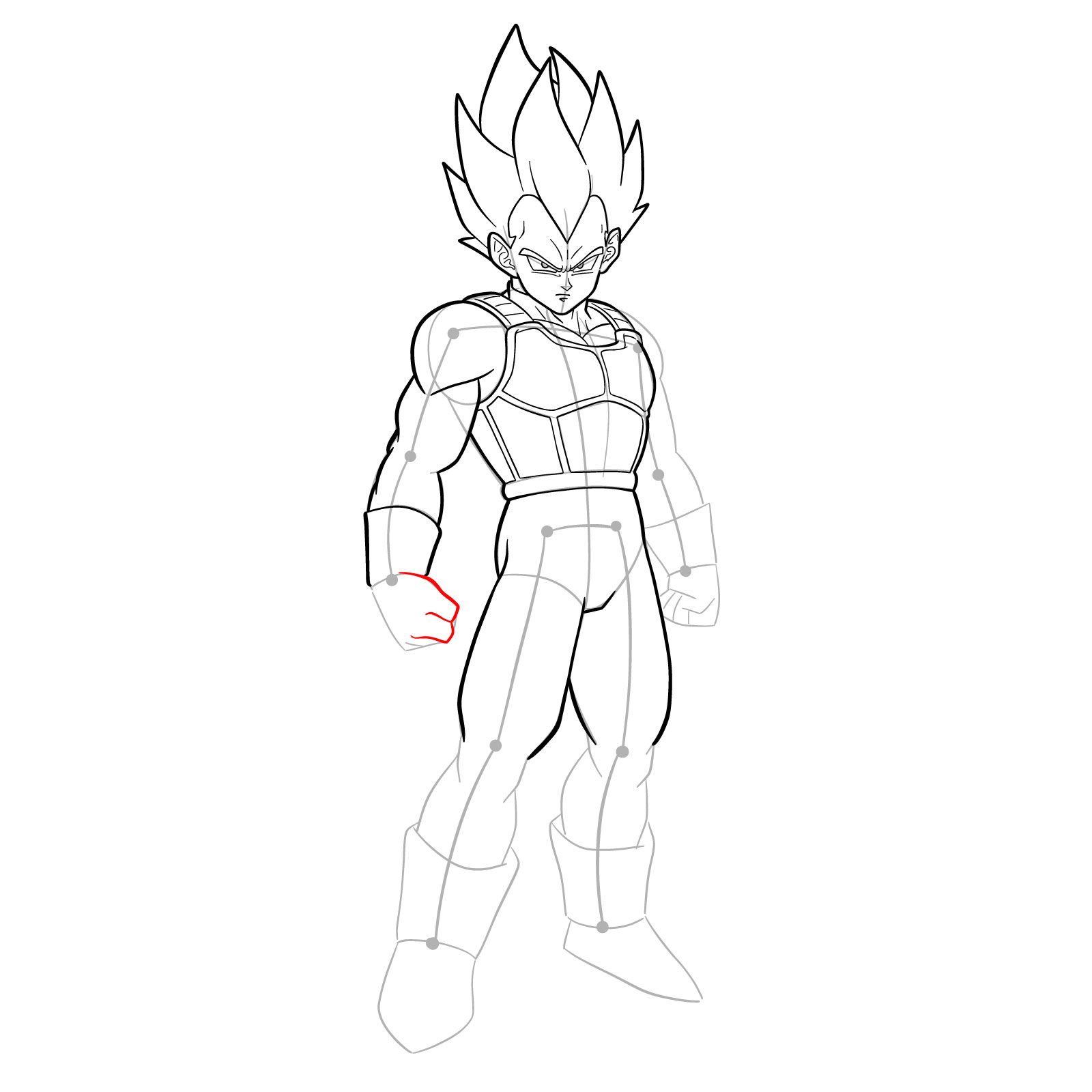 How to draw Vegeta in SSGSS - step 28