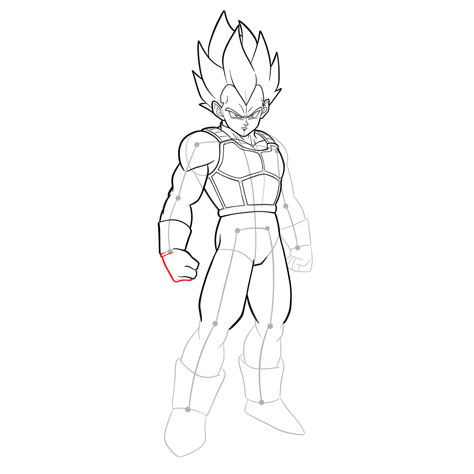 How to draw Vegeta in SSGSS - step 29