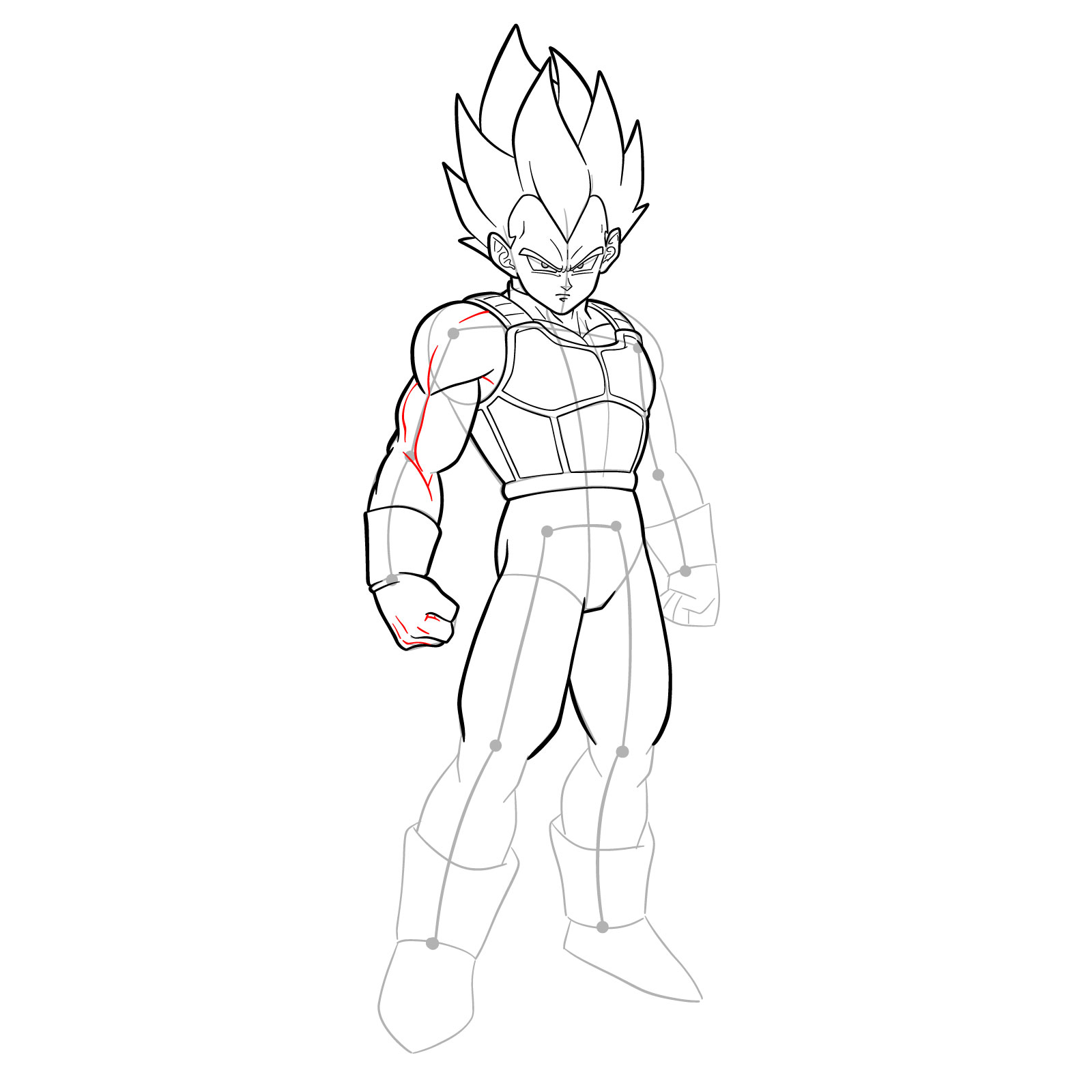 How to draw Vegeta in SSGSS - step 30