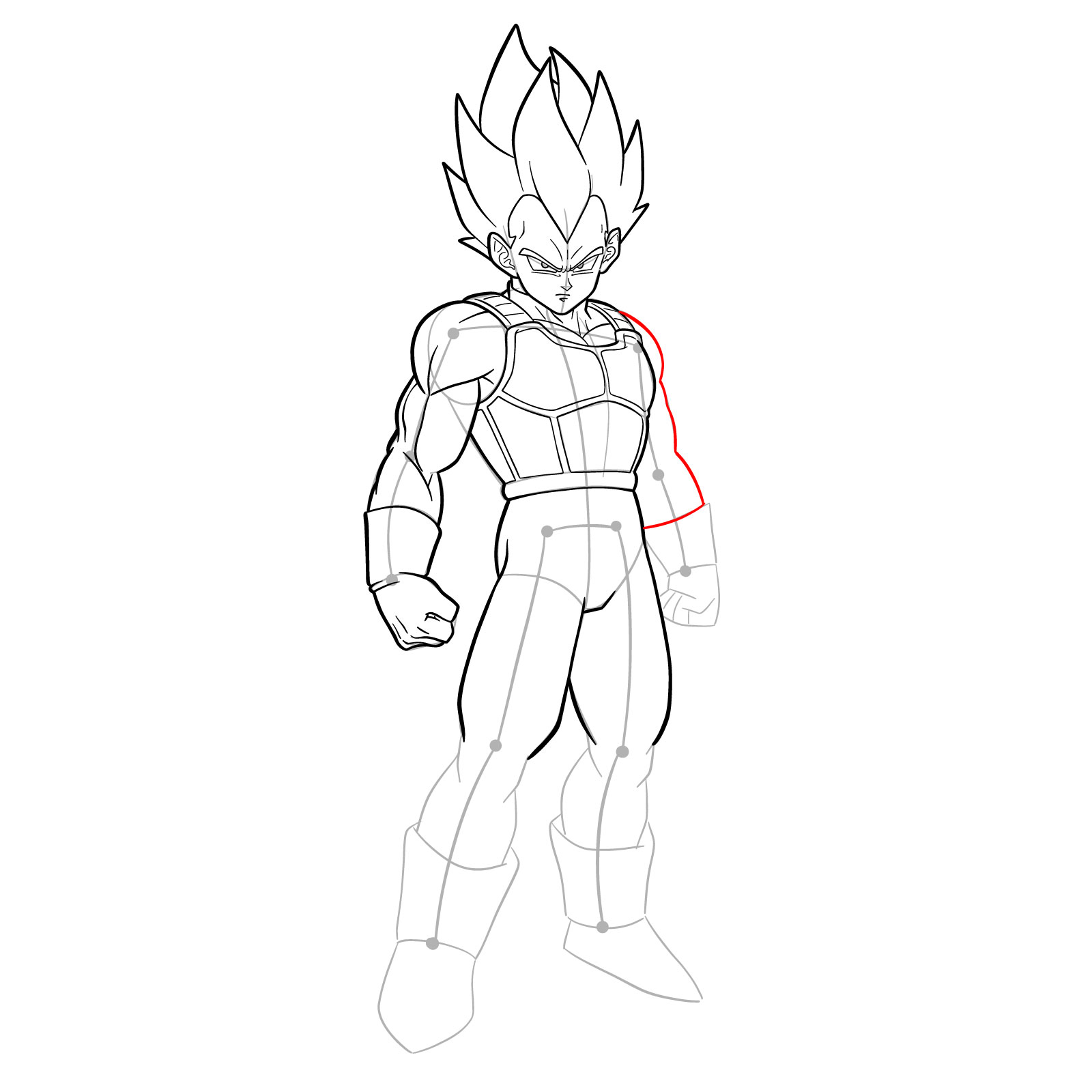 How to draw Vegeta in SSGSS - step 31