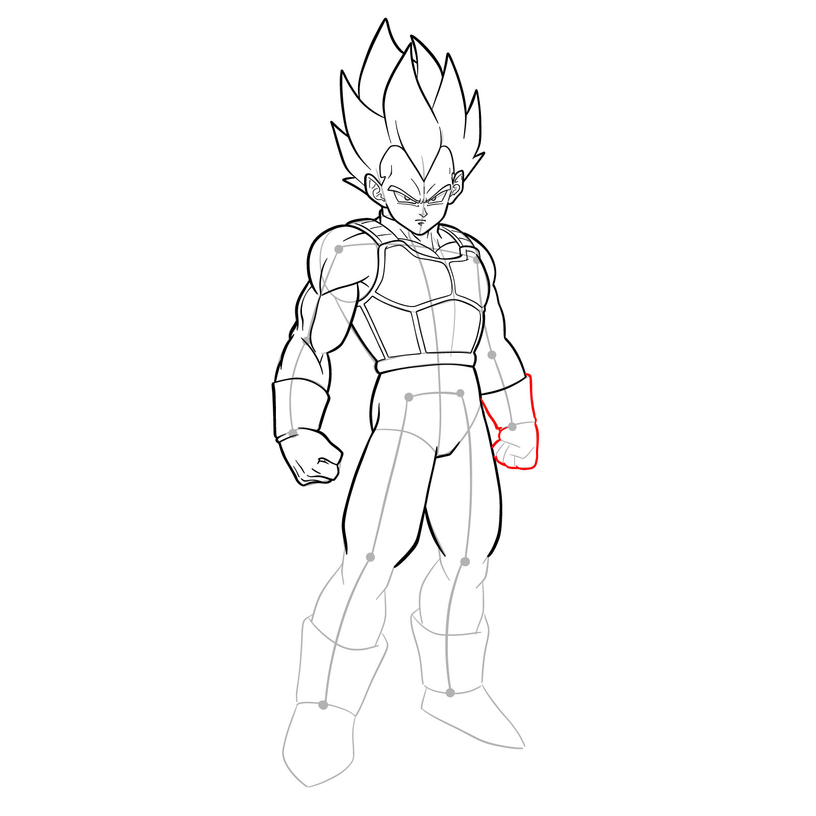 How to draw Vegeta in SSGSS - step 32