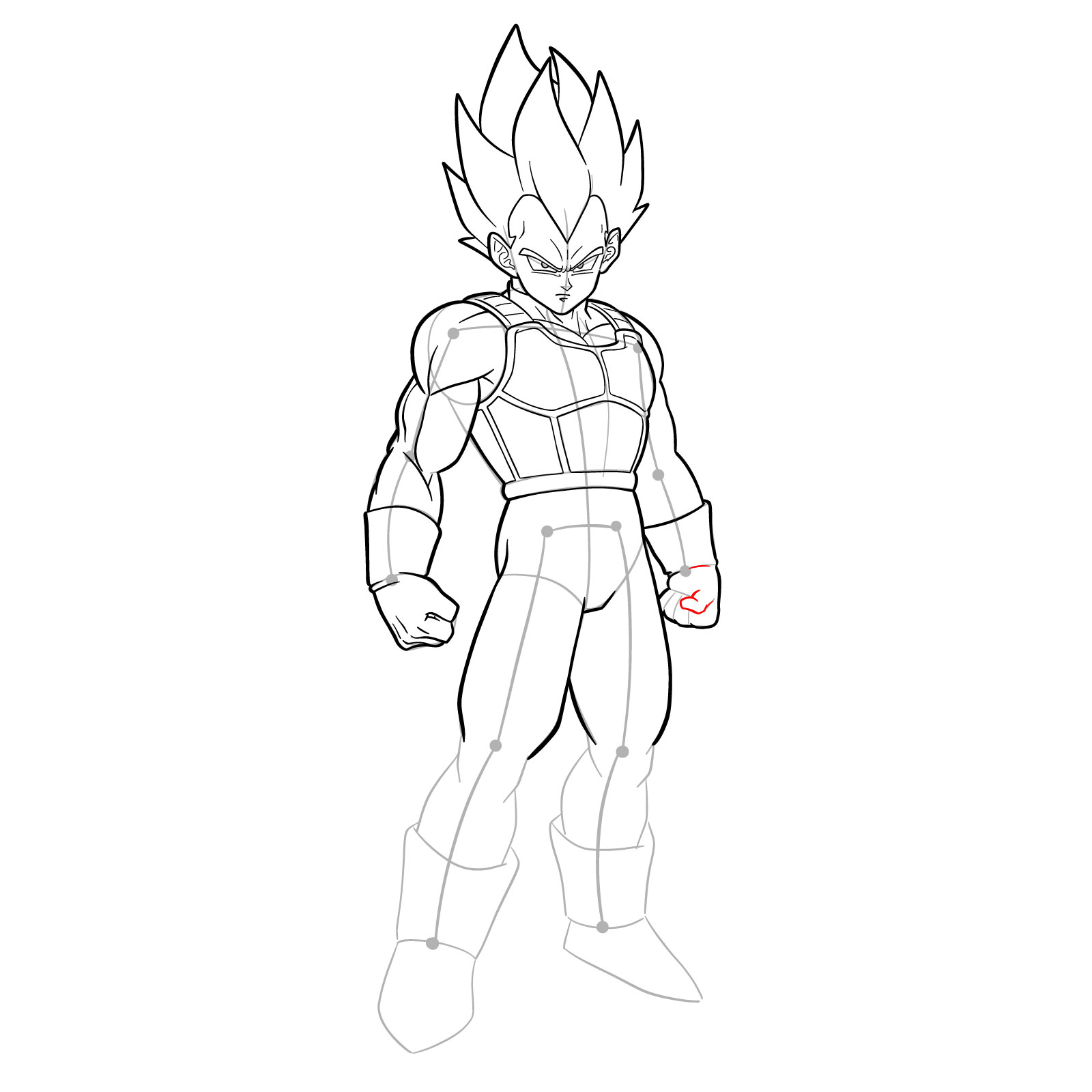 How to draw Vegeta in SSGSS - step 33