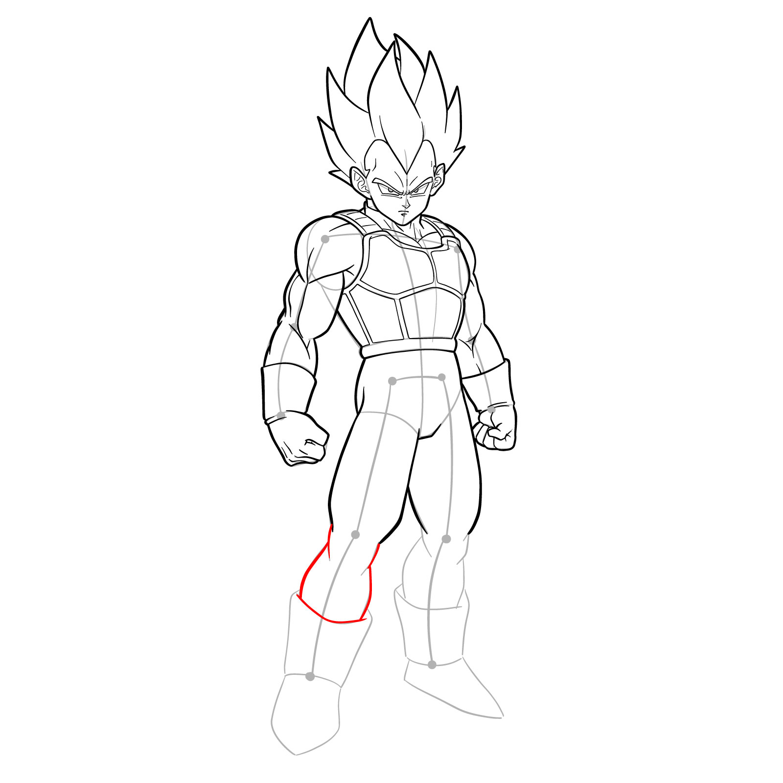 How to draw Vegeta in SSGSS - step 35