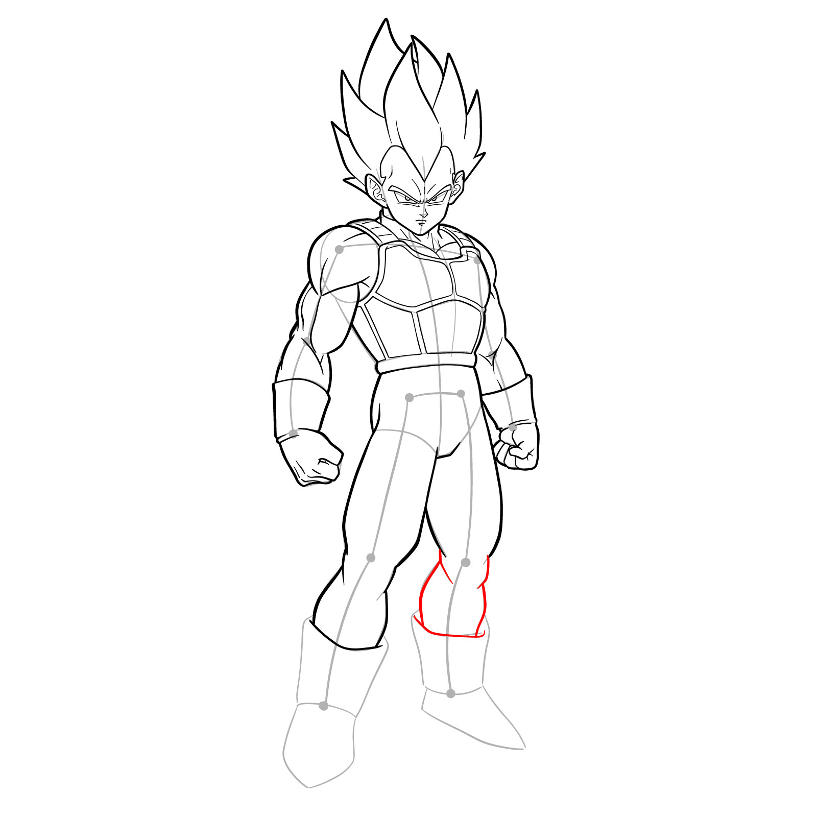 How to draw Vegeta in SSGSS - step 36