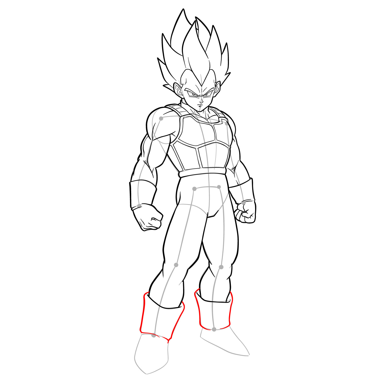How to draw Vegeta in SSGSS - step 37