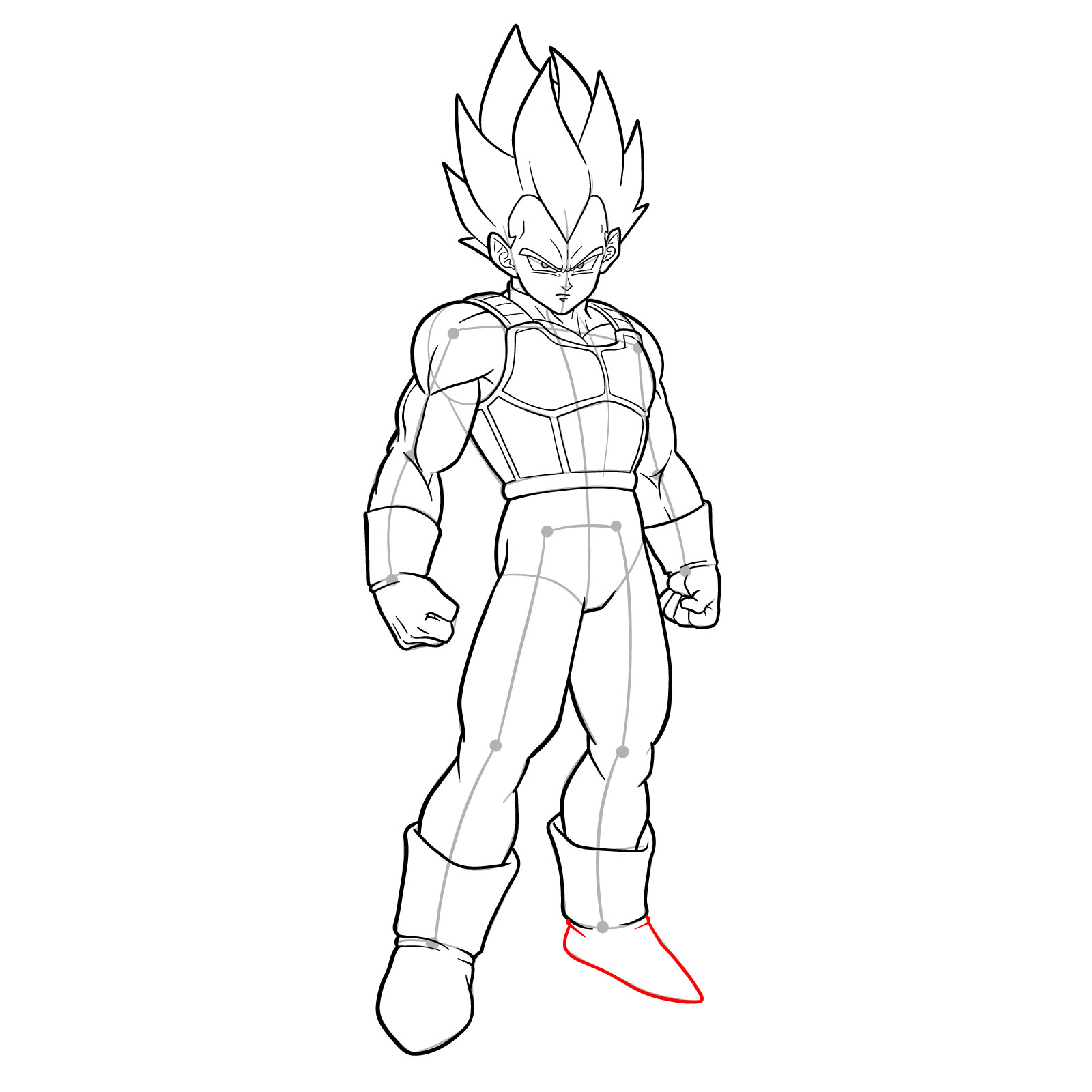 How to draw Vegeta in SSGSS - step 39