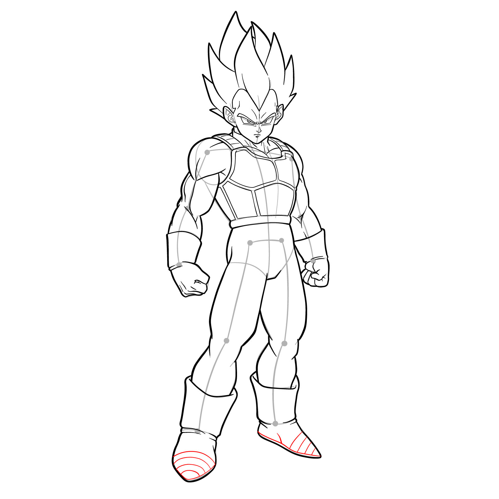 How to draw Vegeta in SSGSS - step 40