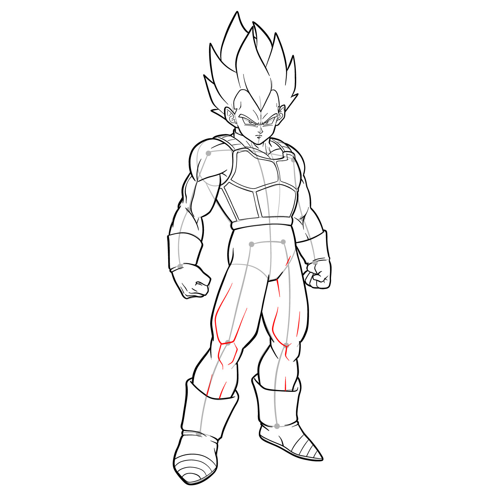 How to draw Vegeta in SSGSS - step 41