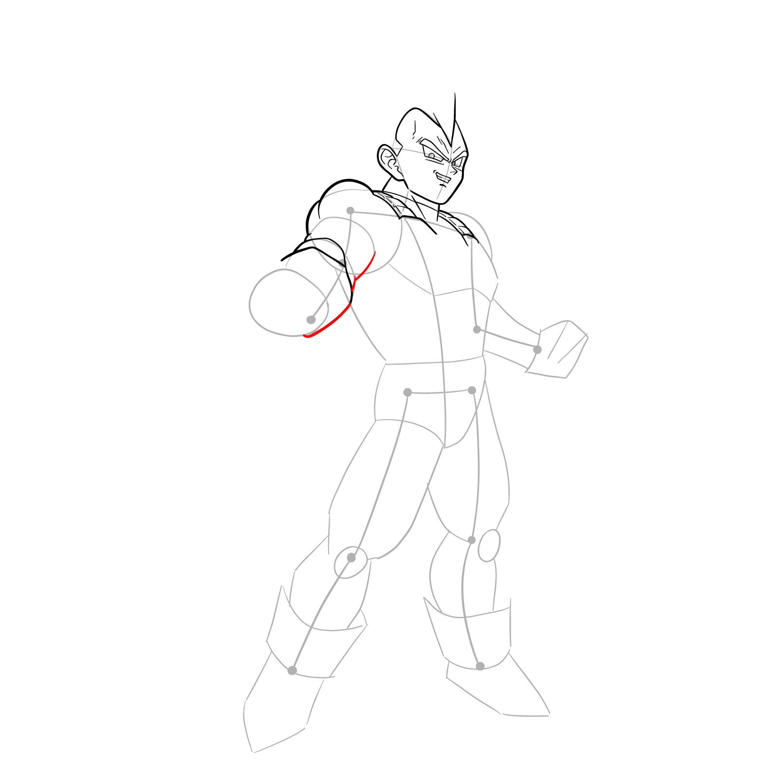 How to draw Vegeta in Super Saiyan form - step 14