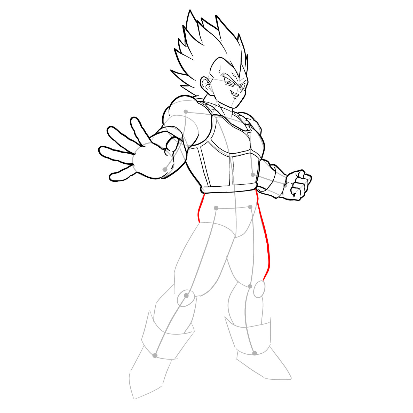 How to draw Vegeta in Super Saiyan form - step 27