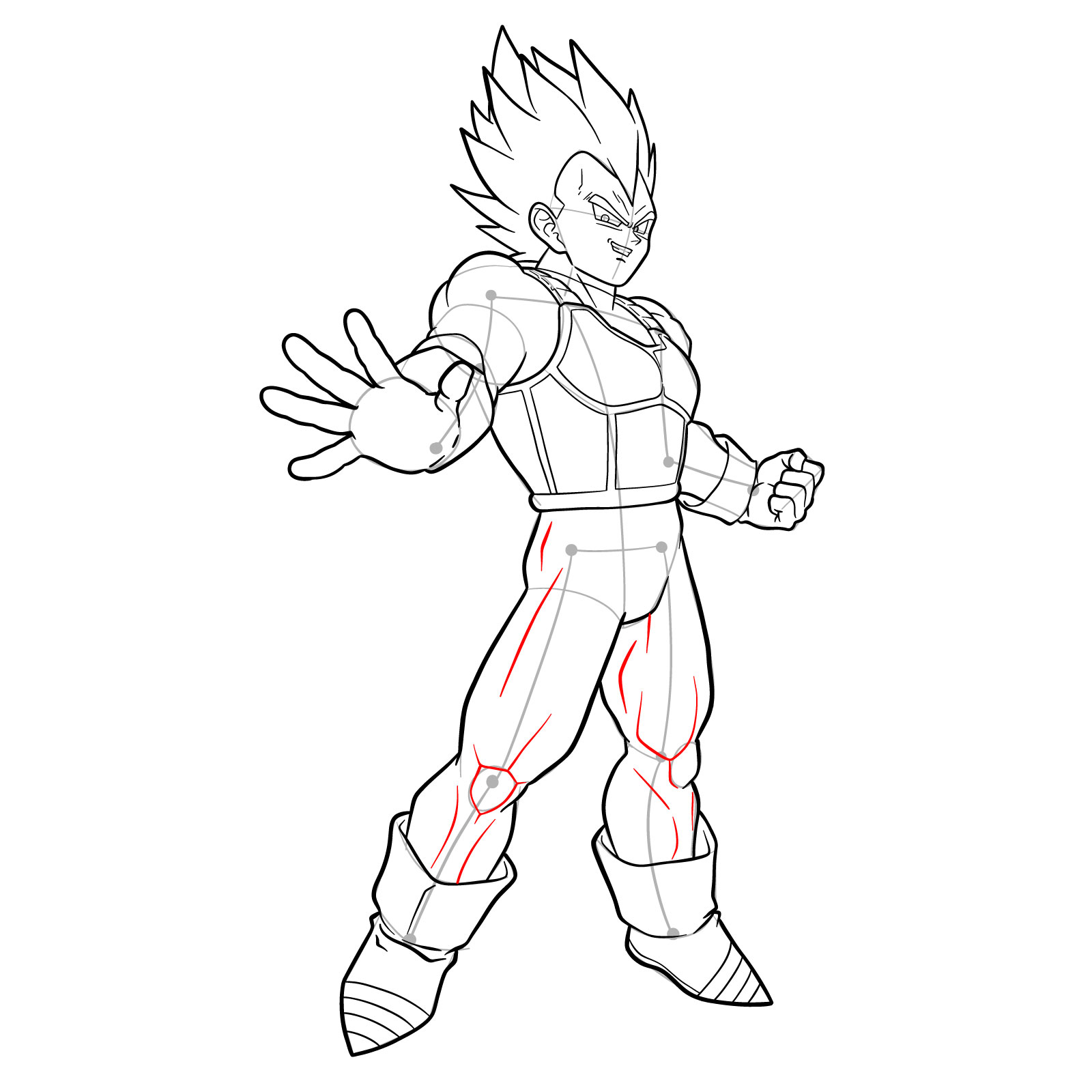 Learn How to Draw Vegeta in Super Saiyan with SketchOk