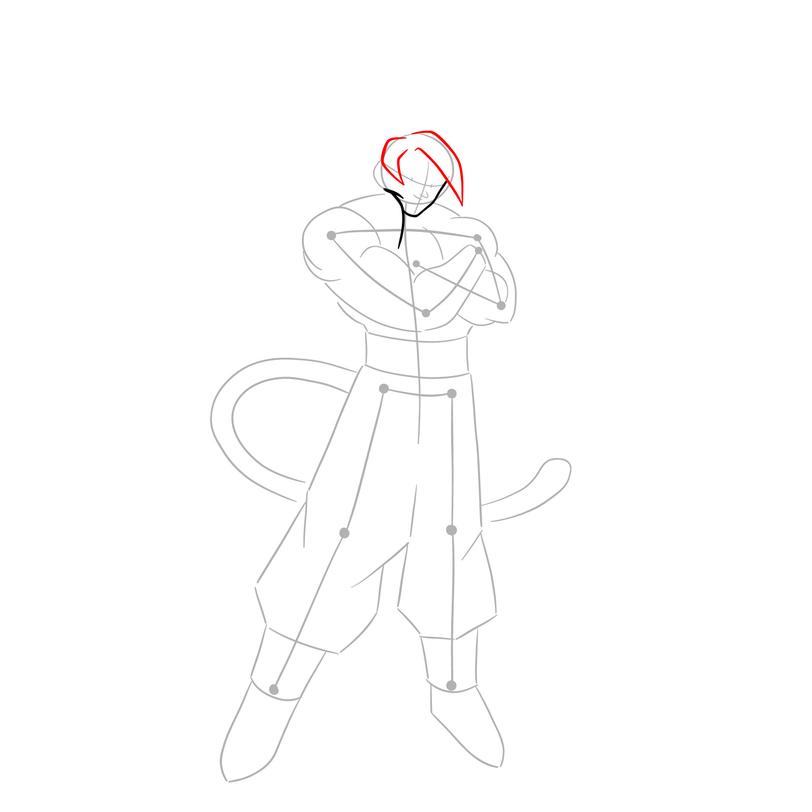 How to tát draw Goku Super Saiyan 4 - step 05