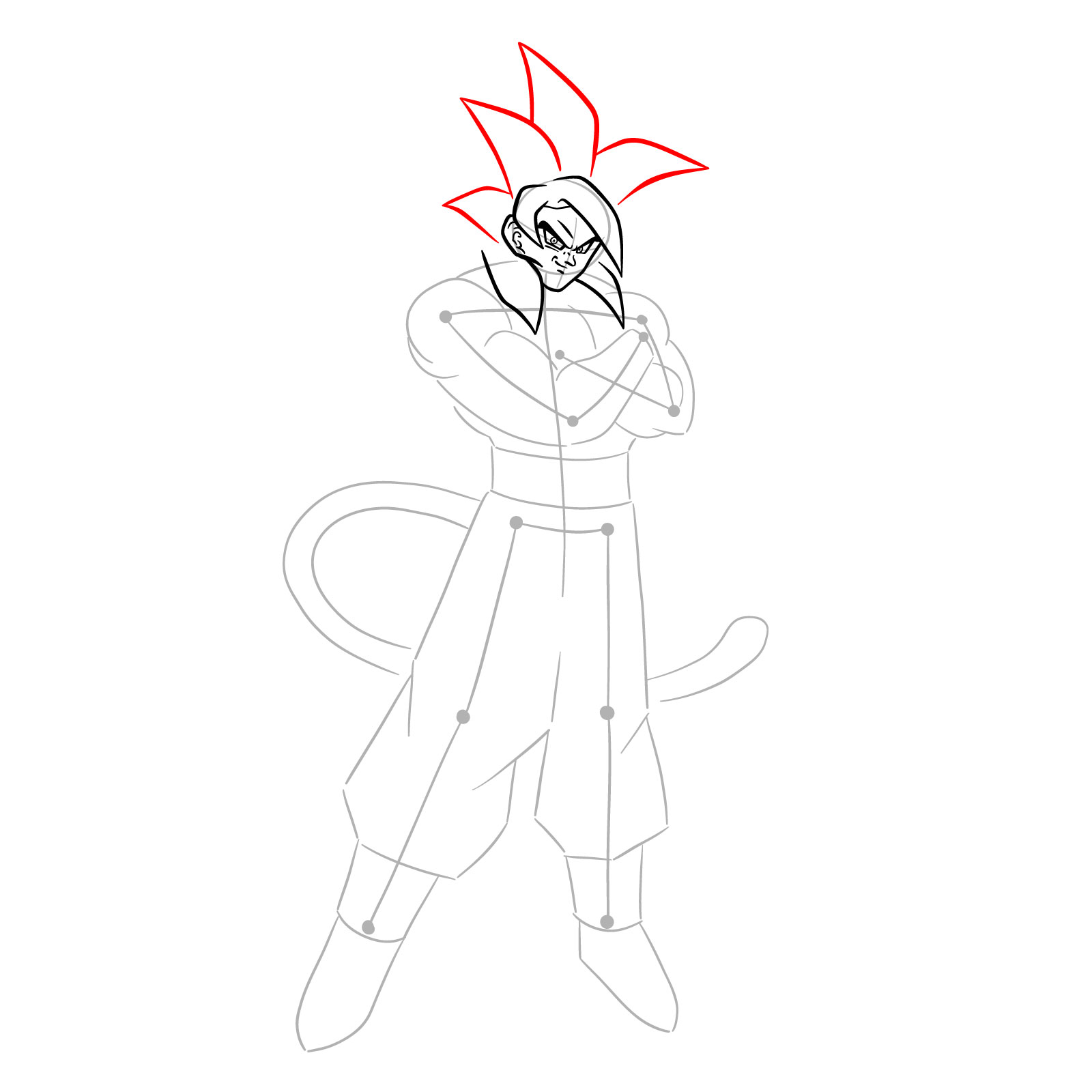 How to draw Goku Super Saiyan 4 - step 12