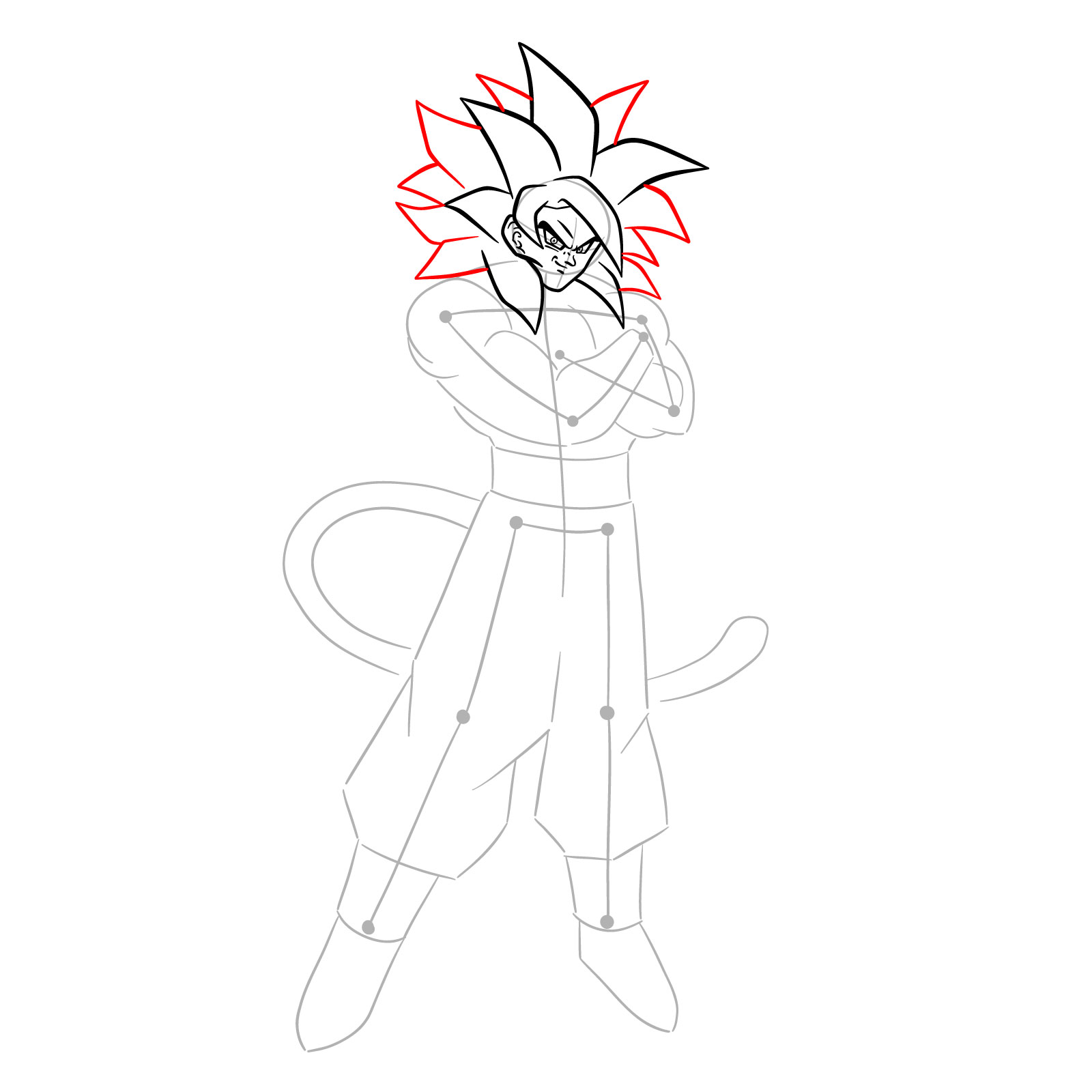 How to tát draw Goku Super Saiyan 4 - step 13