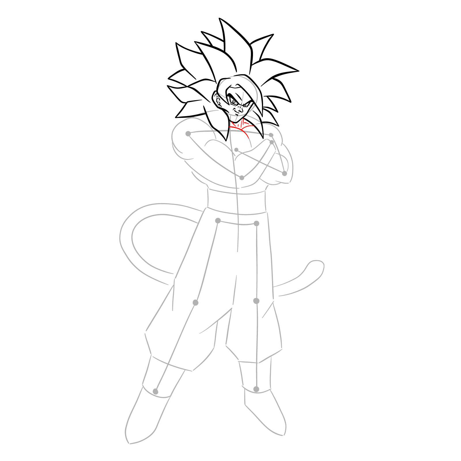 How to draw Goku Super Saiyan 4 - step 14