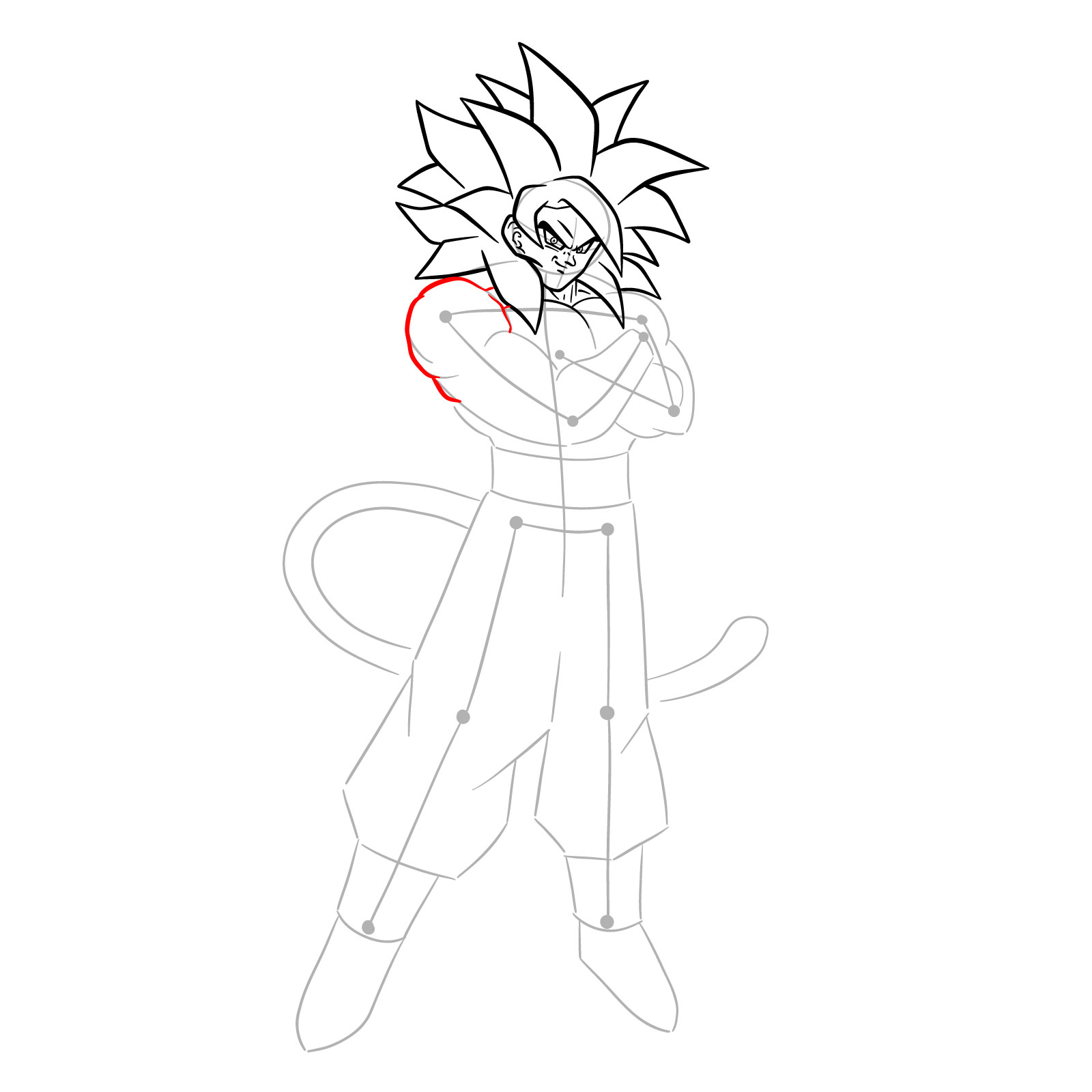 How to draw Goku Super Saiyan 4 - step 15