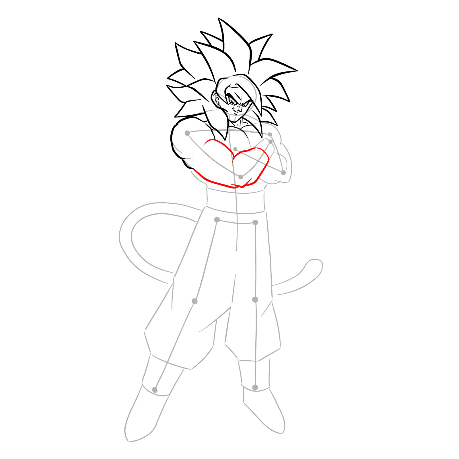 How to tát draw Goku Super Saiyan 4 - step 16
