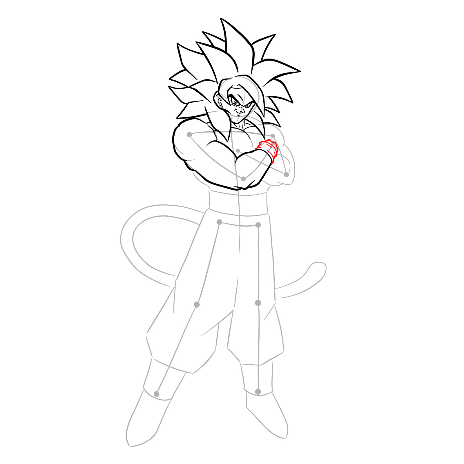 How to draw Goku Super Saiyan 4 - step 17