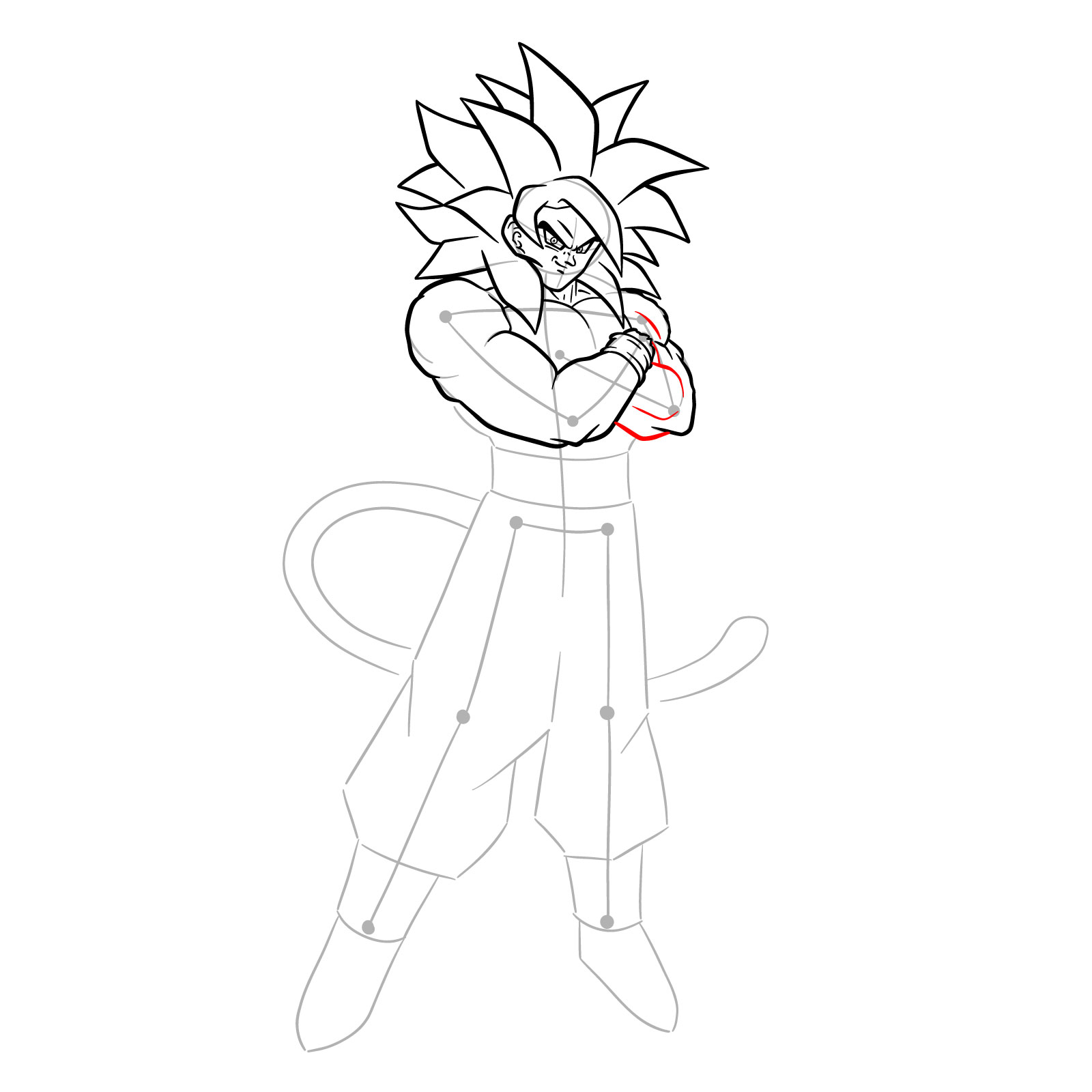 How to tát draw Goku Super Saiyan 4 - step 19