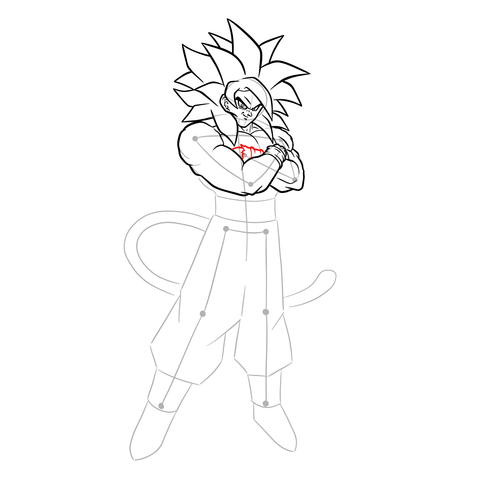 How to tát draw Goku Super Saiyan 4 - step 20