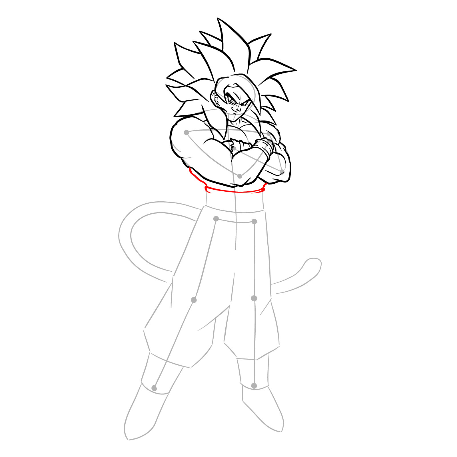 How to tát draw Goku Super Saiyan 4 - step 21