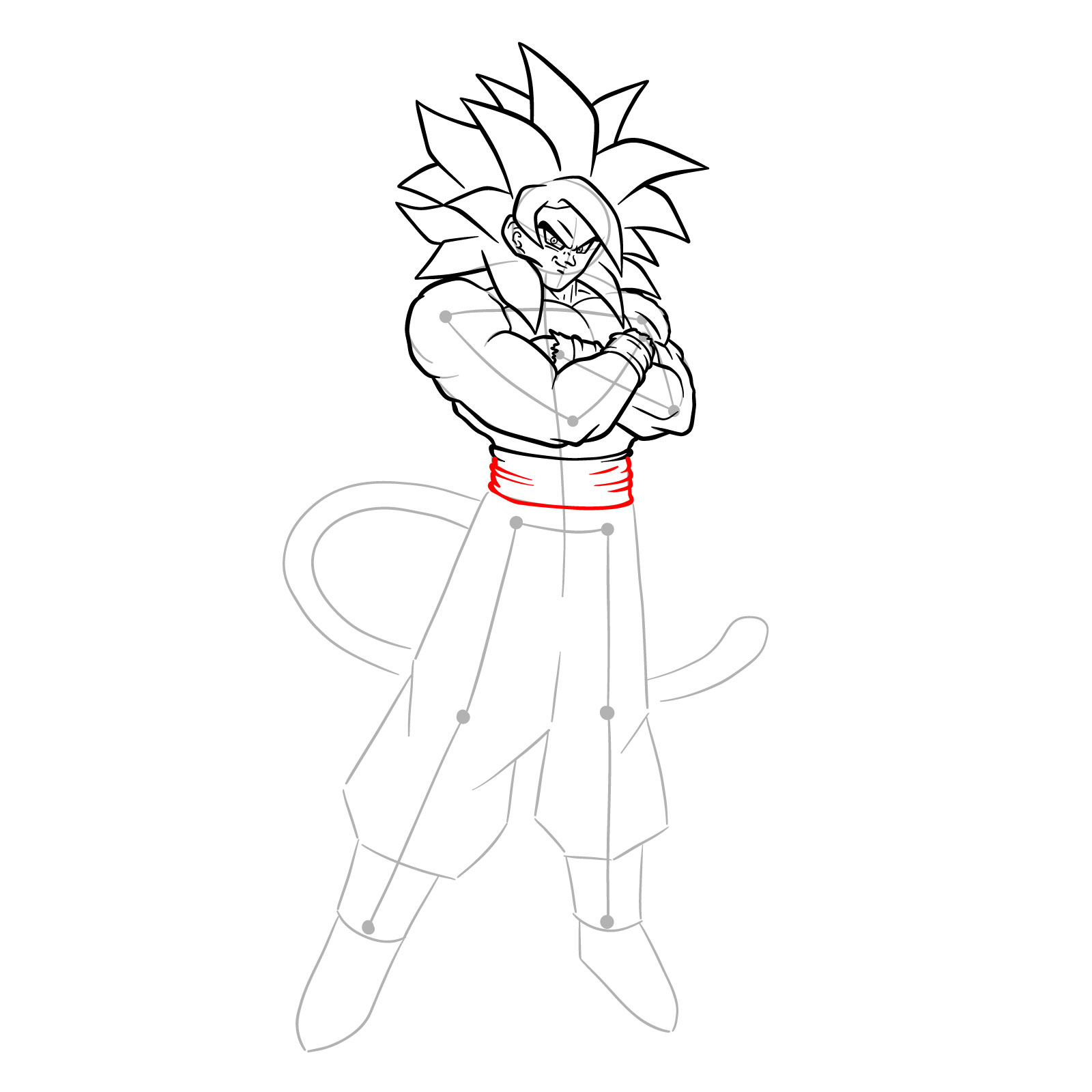 How to draw Goku Super Saiyan 4 - step 22