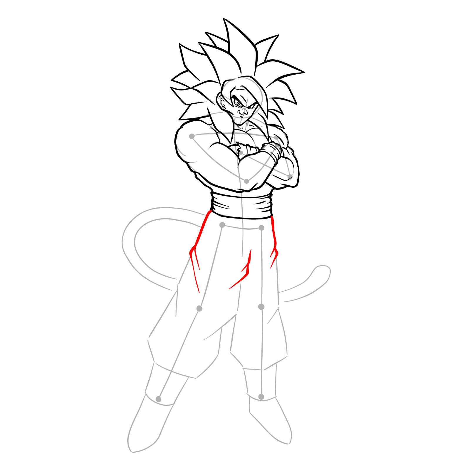 How to tát draw Goku Super Saiyan 4 - step 23