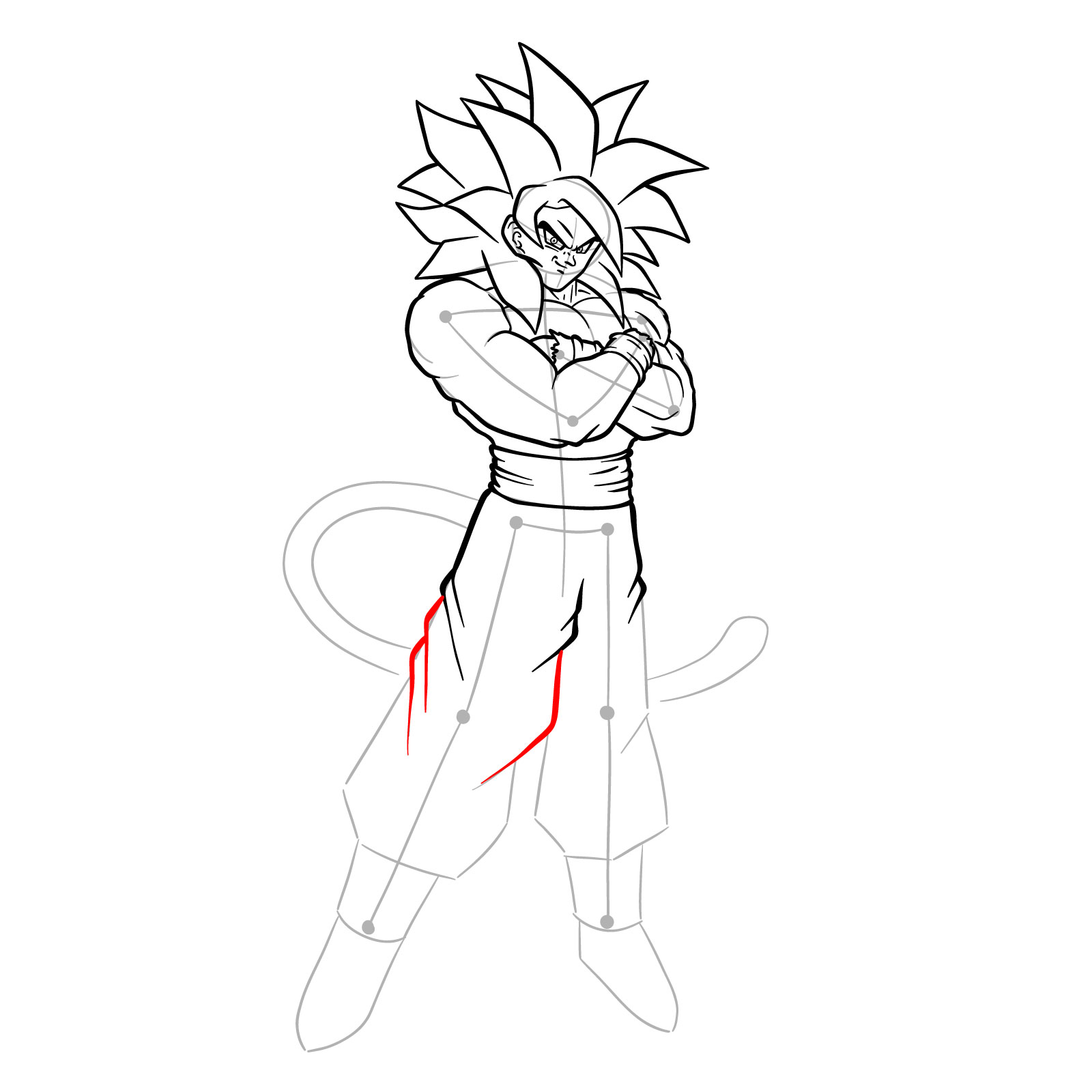 How to tát draw Goku Super Saiyan 4 - step 24