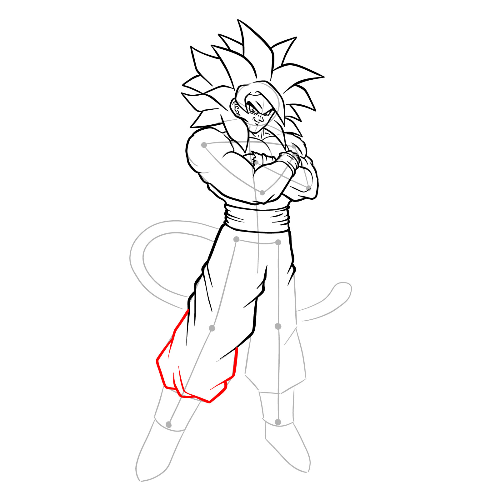 How to draw Goku Super Saiyan 4 - step 25