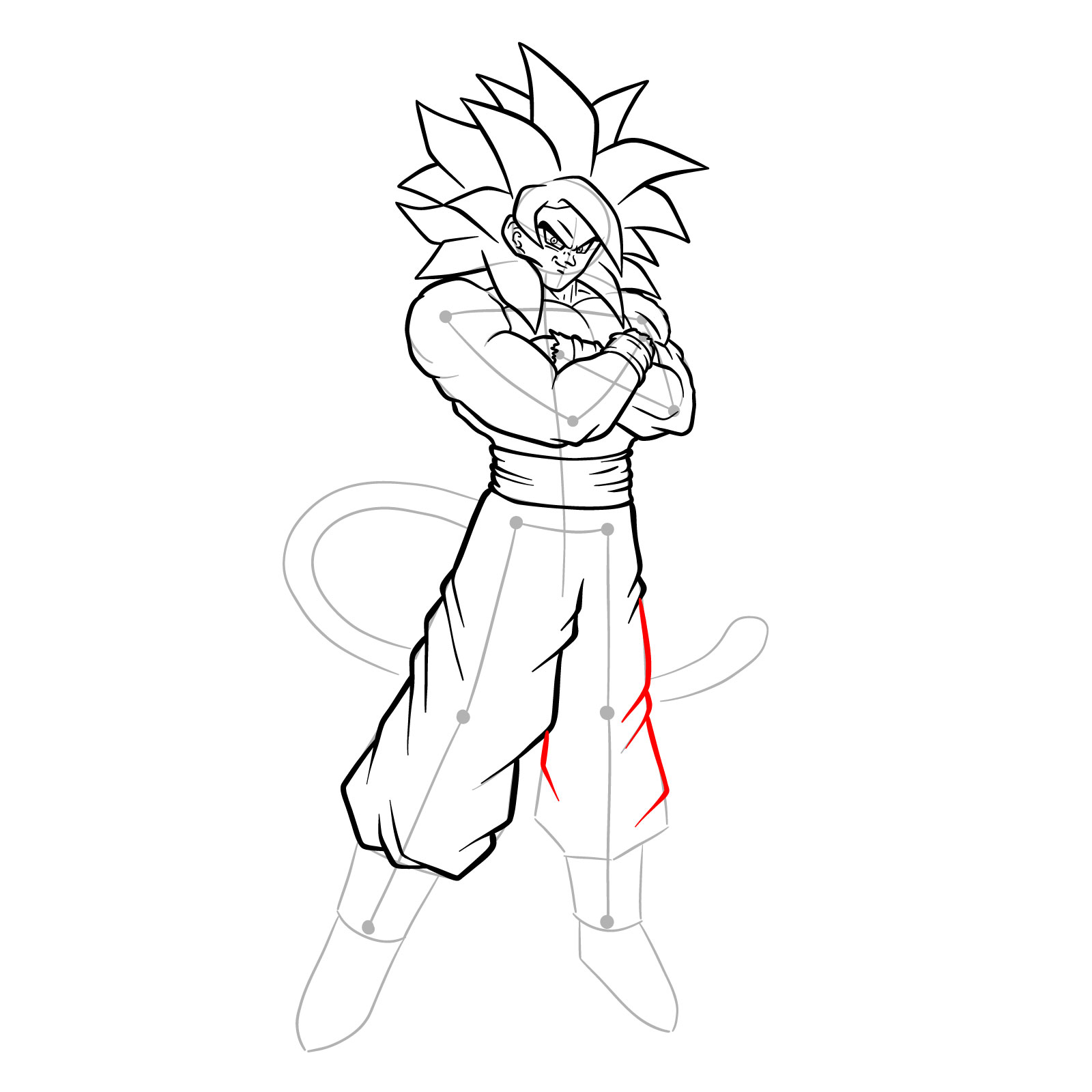 How to tát draw Goku Super Saiyan 4 - step 26