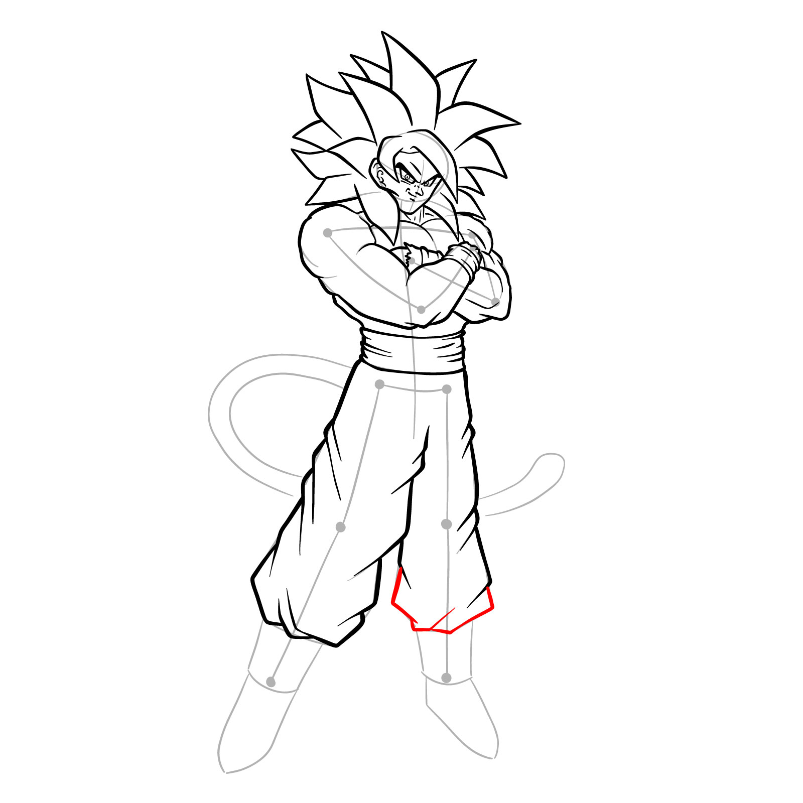 How to draw Goku Super Saiyan 4 - step 27