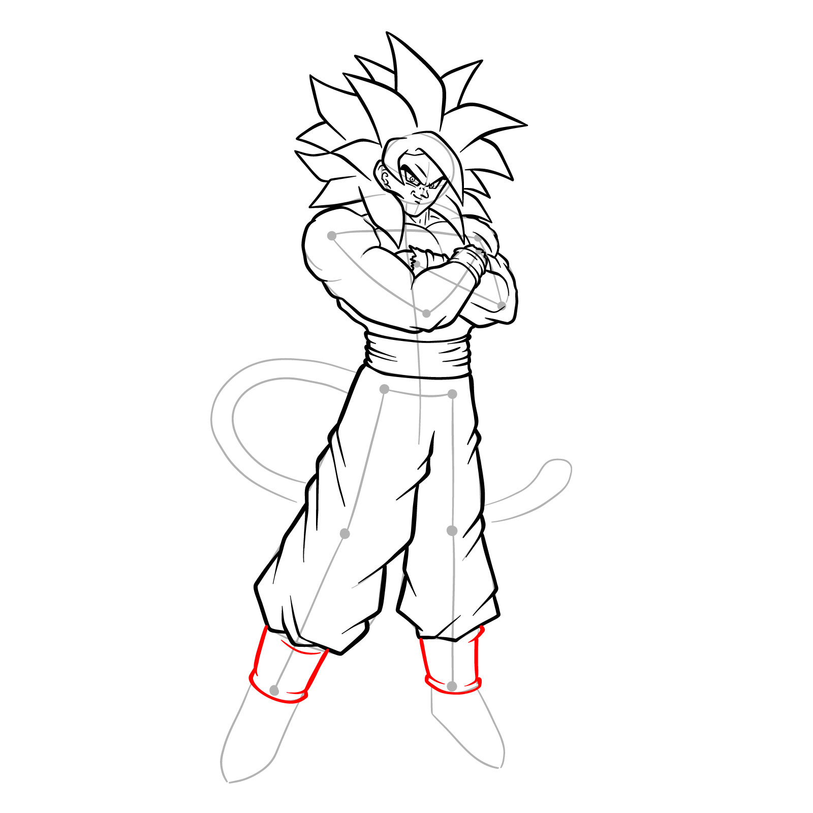 How to draw Goku Super Saiyan 4 - step 28