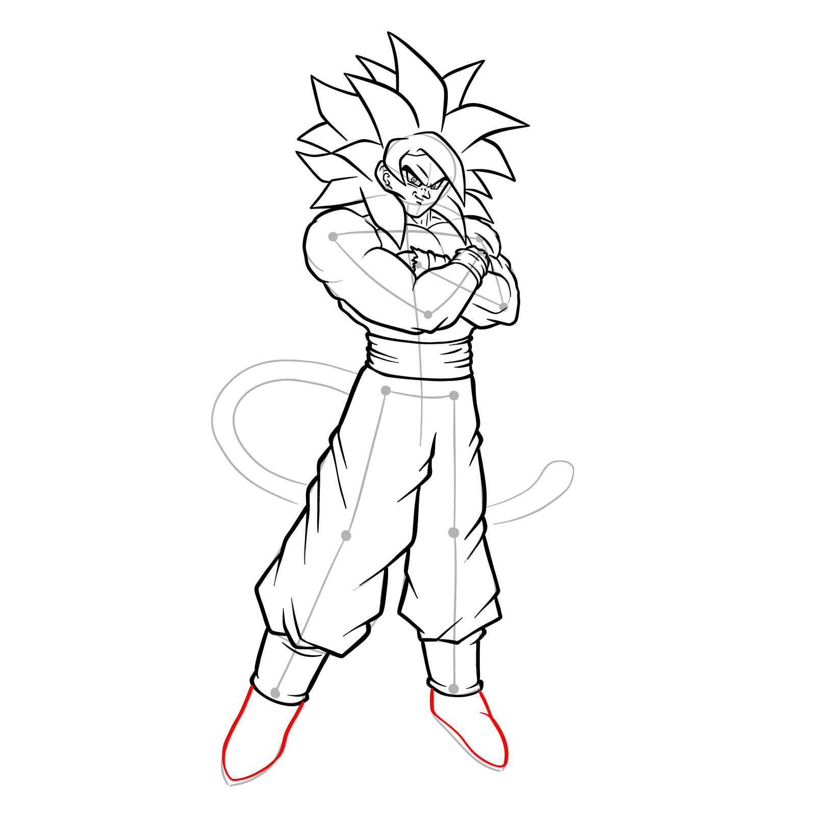 How to tát draw Goku Super Saiyan 4 - step 29