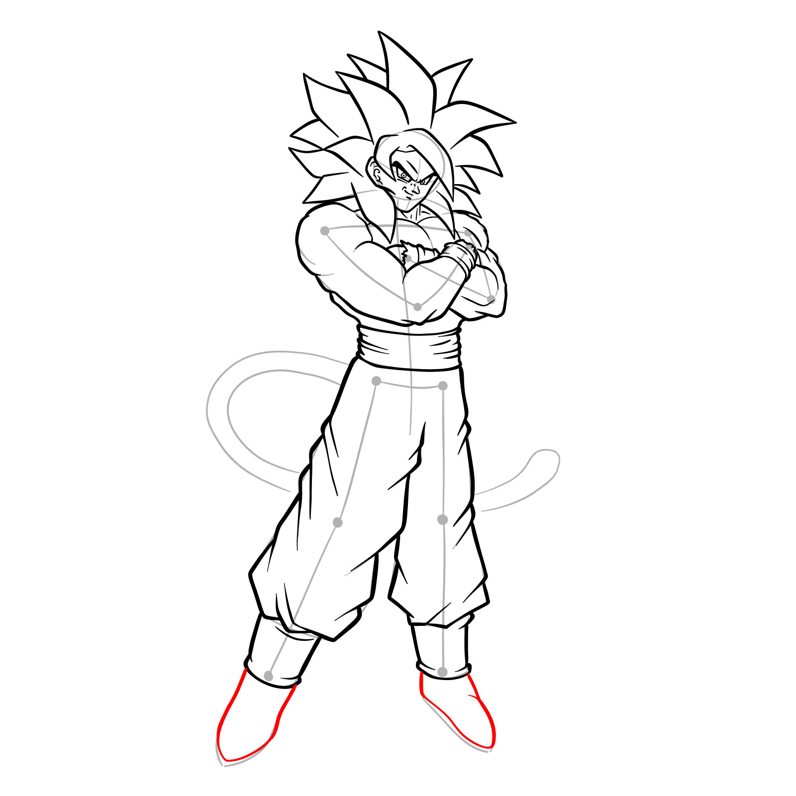 How to draw Goku Super Saiyan 4 - step 29