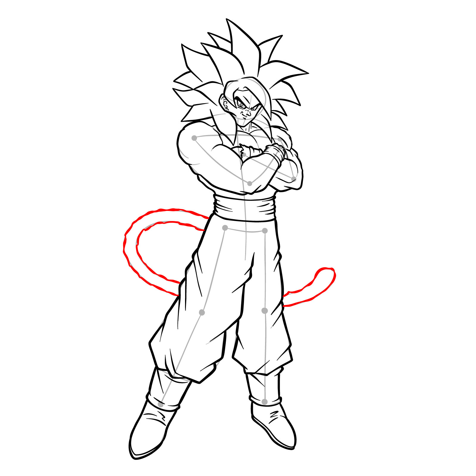 How to tát draw Goku Super Saiyan 4 - step 31