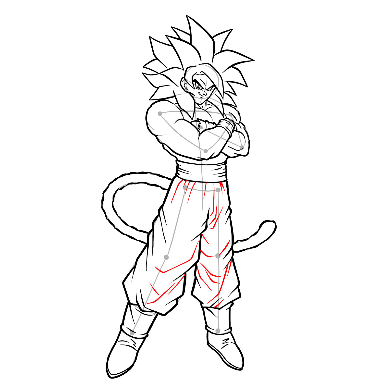 How to tát draw Goku Super Saiyan 4 - step 32