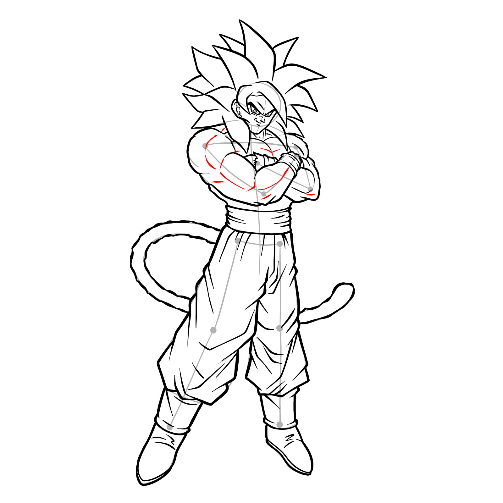 How to tát draw Goku Super Saiyan 4 - step 33
