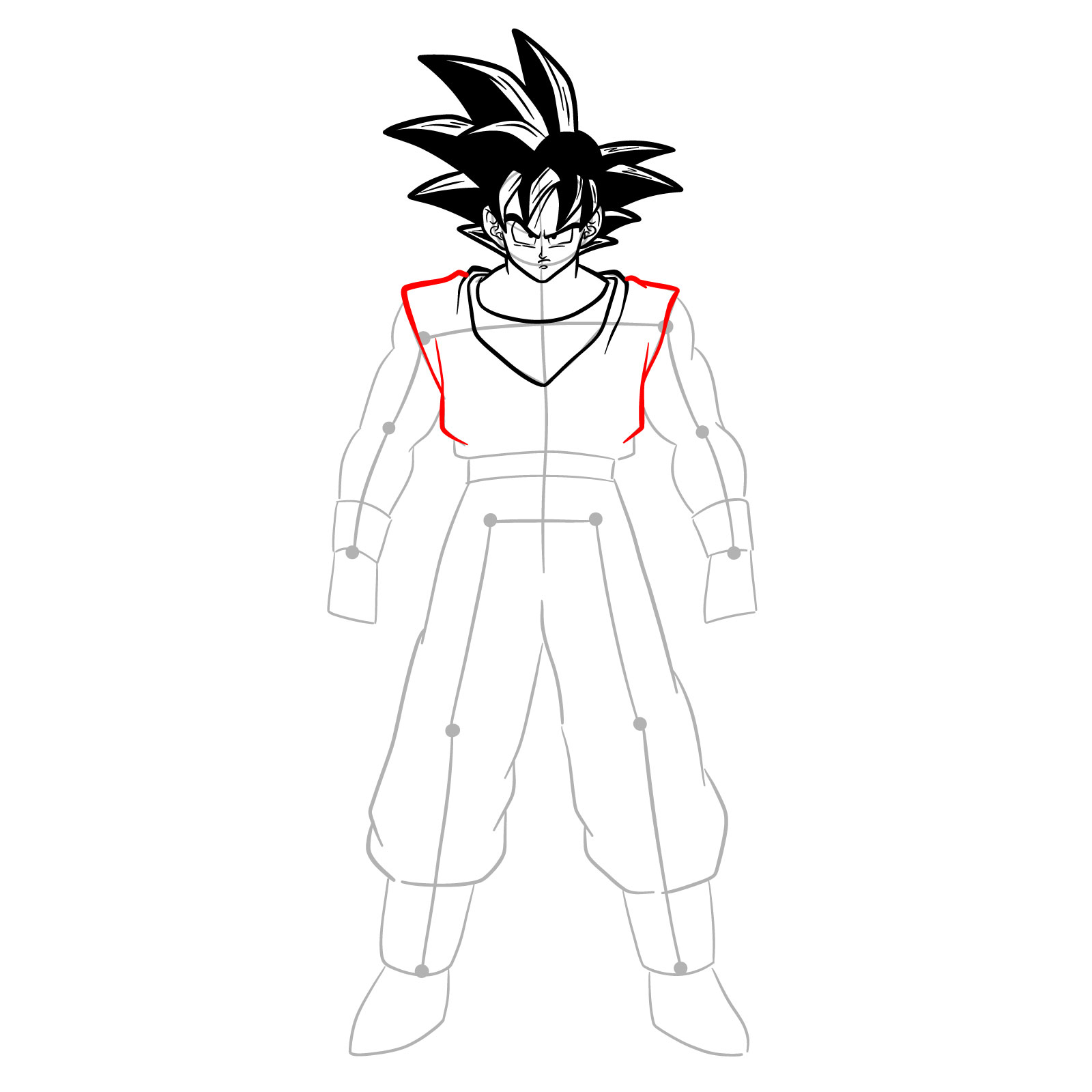 How to draw Base Goku - step 21