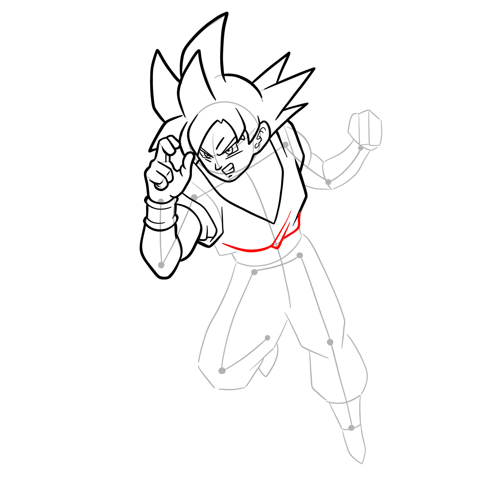 How to Draw Goku Super Saiyan God - step 23