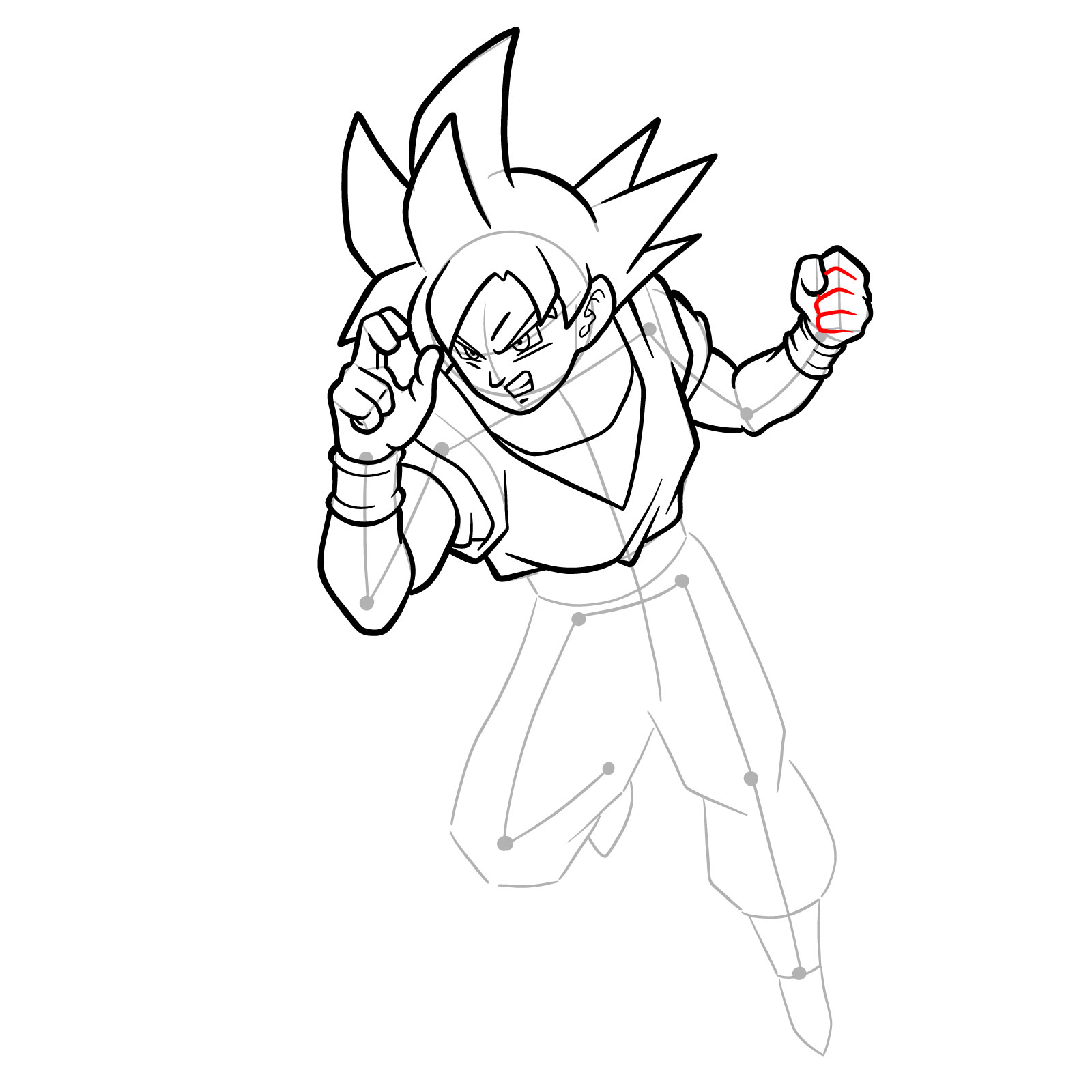 How to Draw Goku Super Saiyan God - step 28