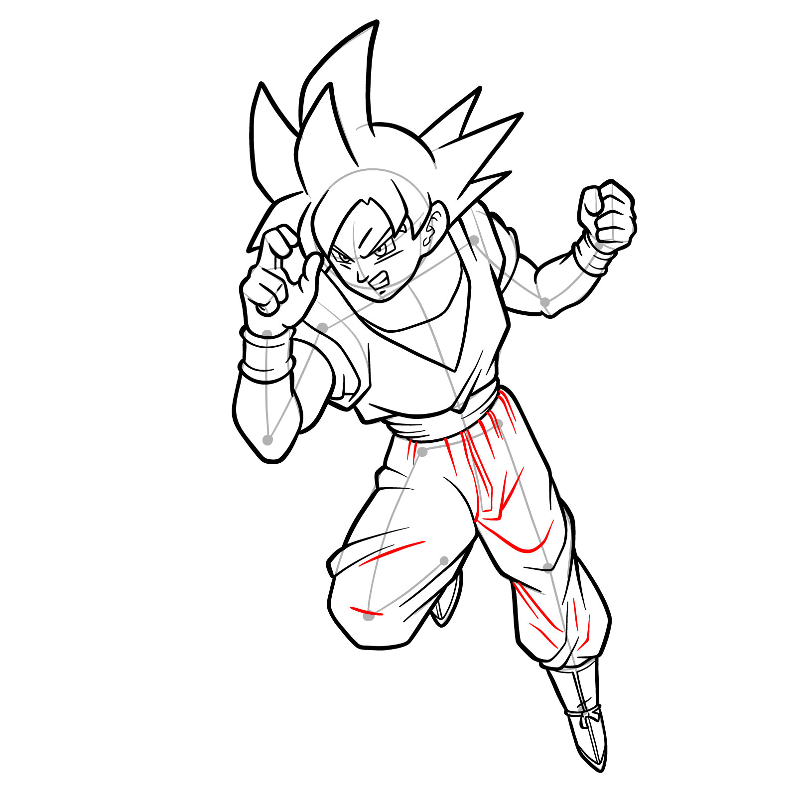 How to Draw Goku Super Saiyan God - step 37