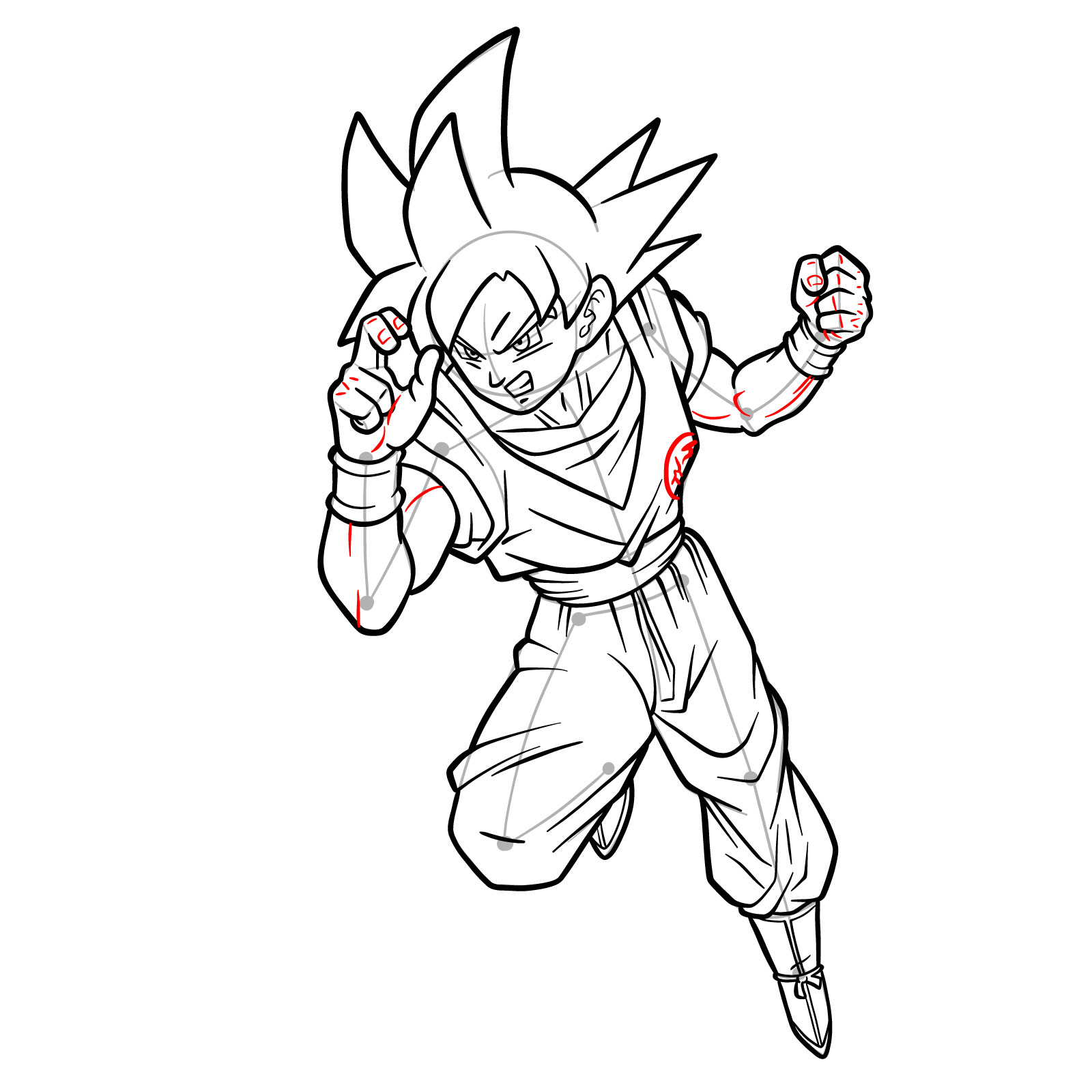 How to Draw Goku Super Saiyan God - step 39