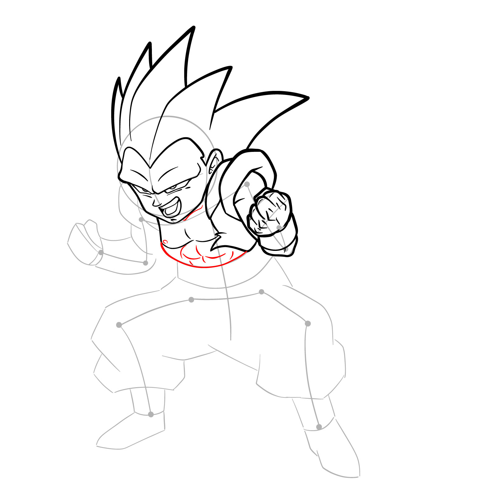 How to Draw Super Saiyan 3 Gotenks - step 19