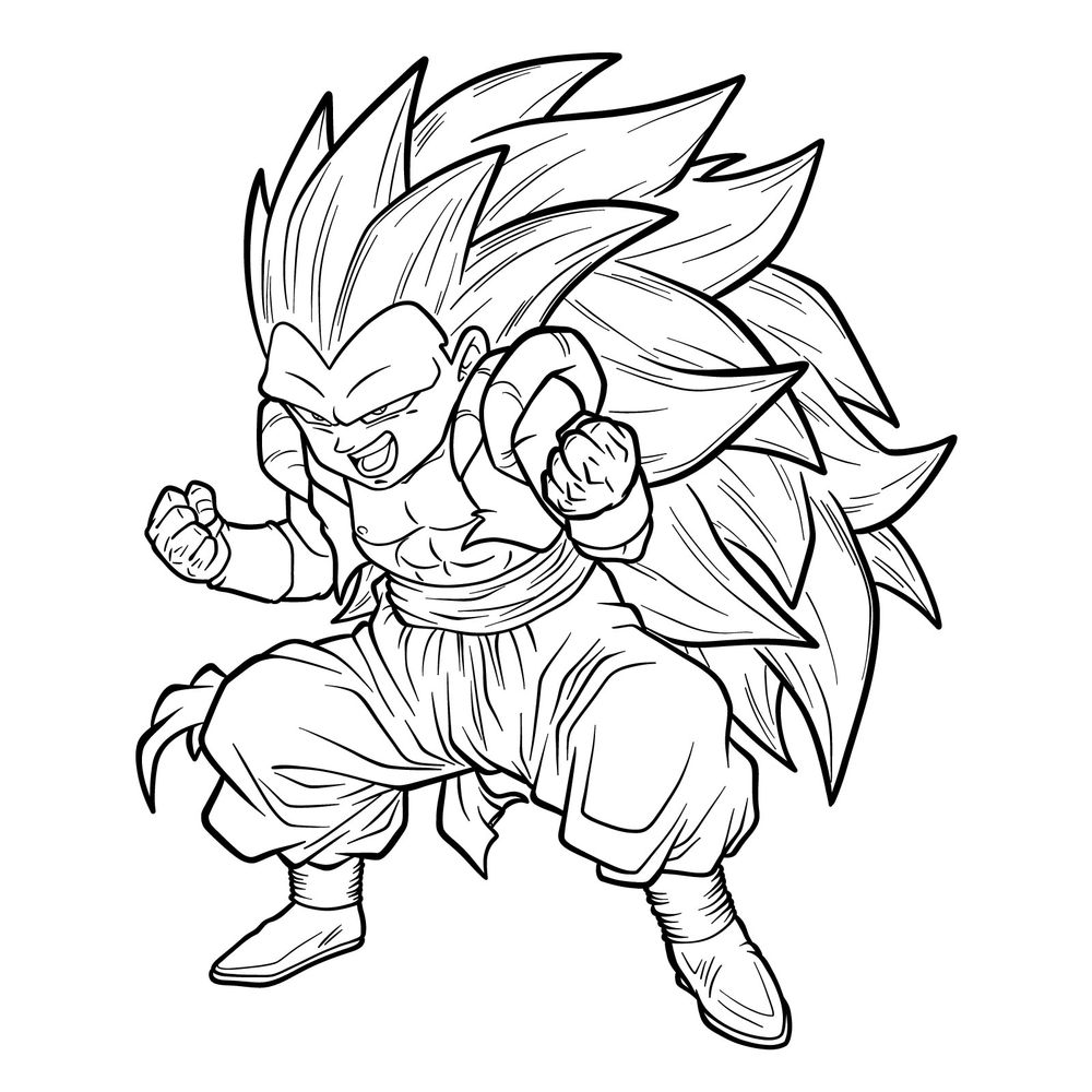 How to Draw Super Saiyan 3 Gotenks