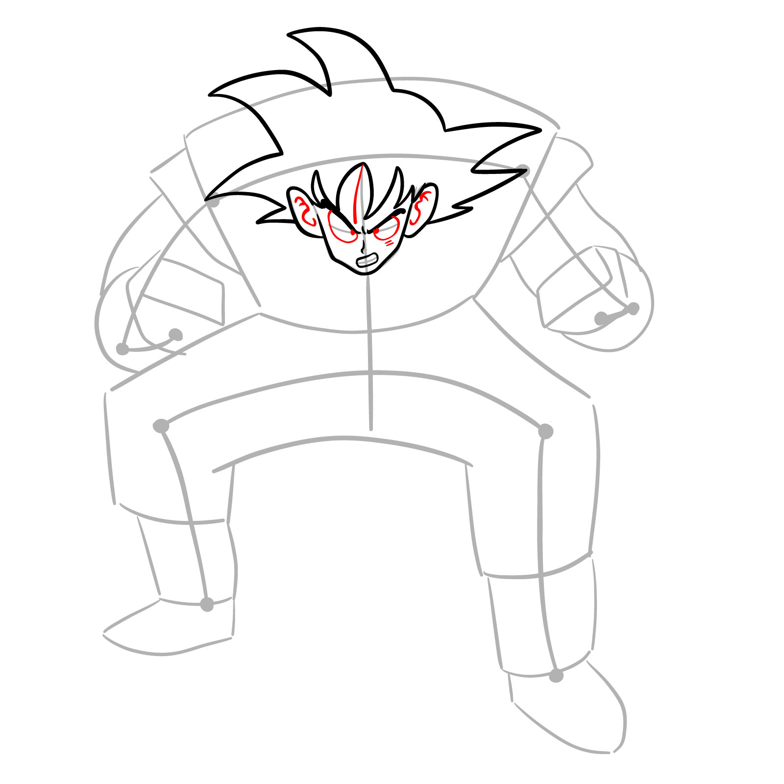 How to draw Goku Kaio-ken - step 08